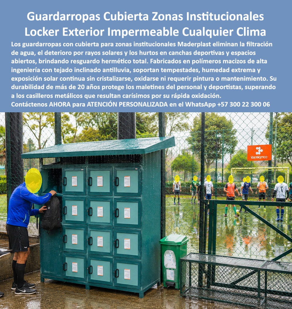 Lockers Exteriores Impermeable A Lluvia Y Sol Casilleros exterior Maderplast Guardarropas con cubierta zonas institucionales Lockers Exterior De Alta Durabilidad Para Cualquier Clima Muebles impermeables resguardo de sol y agua Locker A