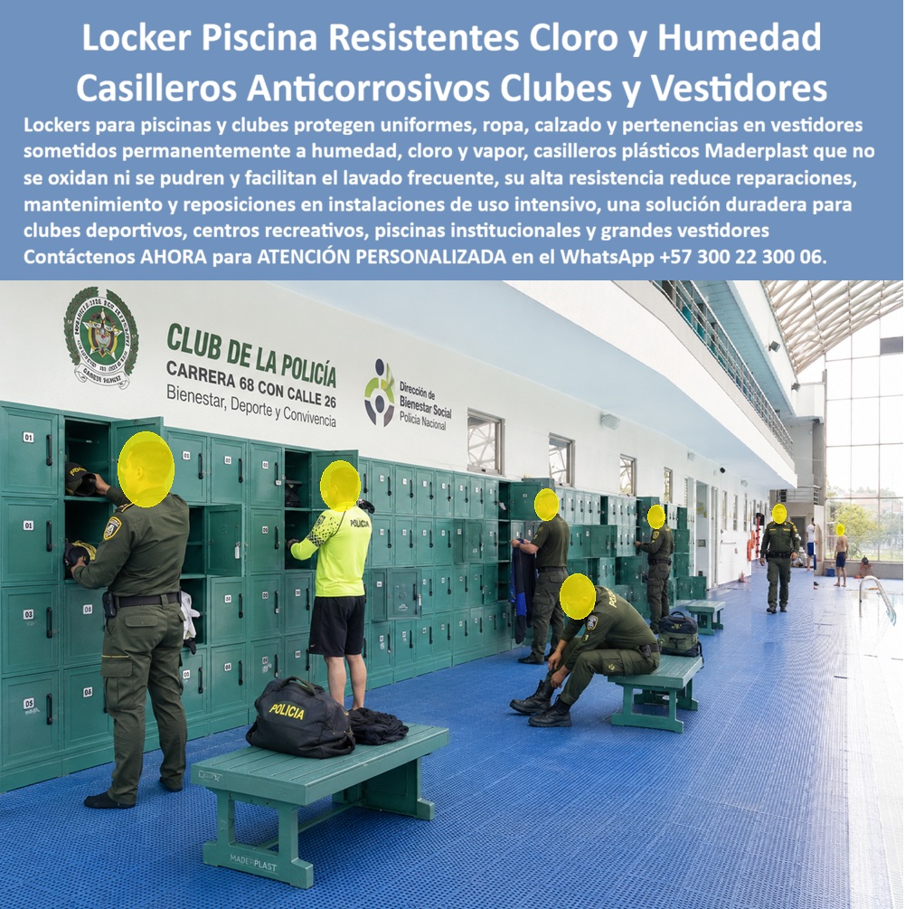 Lockers Exteriores Impermeable A Lluvia Y Sol Casilleros exterior Maderplast Locker exterior con techo instalado bajo lluvia en estaciónes Locker antioxidante clubes con piscina soporta ambientes de cloro y vapor Lockers Impermeables A