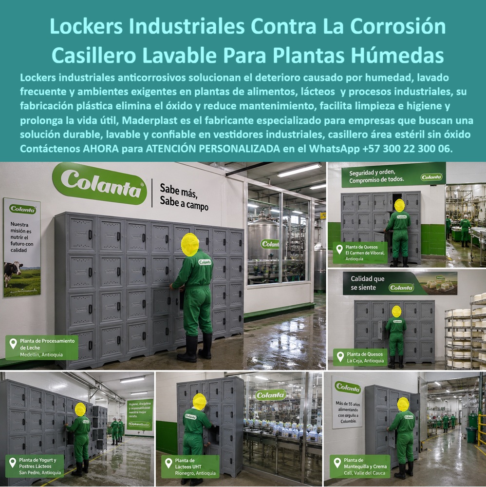 Lockers Industriales Acero Inoxidable Anticorrosivos Casillero Maderplast Casilleros Empresariales Anti Corrosión Sin Mantenimiento Lockers gris acero inoxidable que evitan la oxidación Lockers Industriales Para Vestidores Corporativos