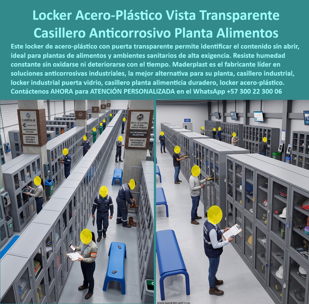 Lockers Industriales Acero Inoxidable Anticorrosivos Casillero Maderplast Locker de acero plástico resistente a ambientes sanitarios Casilleros anticorrosivos para plantas de alimentos Lockers Industriales Resistentes A La Humedad inox