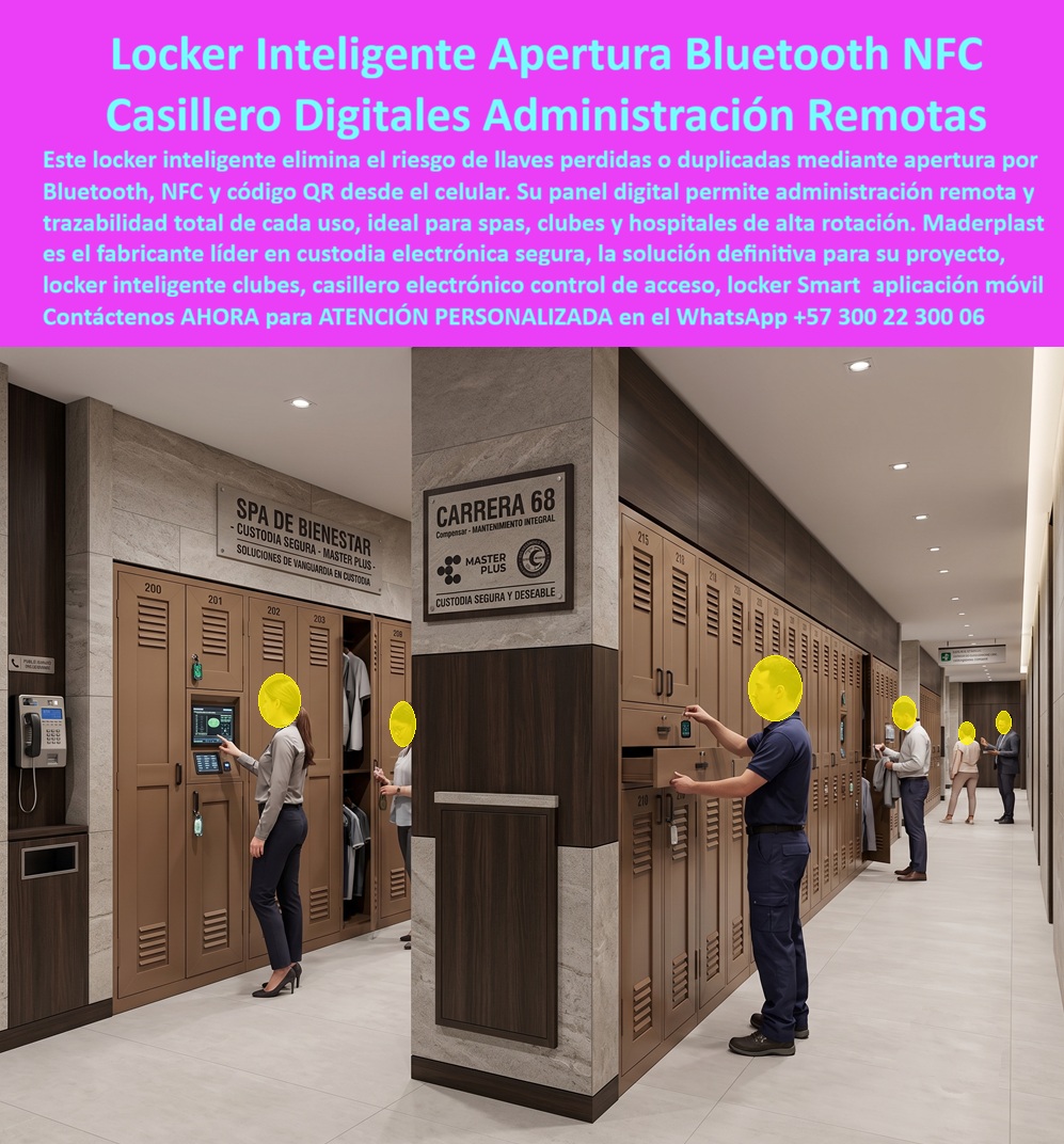 Lockers Inteligentes Smart Locker Con Aplicación Bluetooth NFC QR Maderplast Lockers Tecnológicos Con Apertura Digital Y Administración Smart lockers con chapa electrónica y clave digital Sistema De Lockers Inteligentes Control