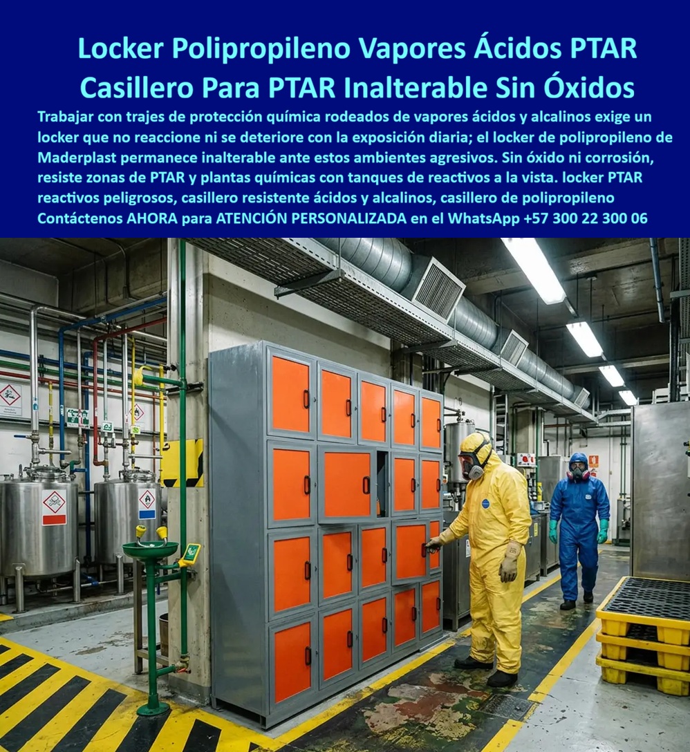 Lockers de alta resistencia químicas Ácidos Locker Anticorrosivo Maderplast Lockers industriales para áreas químicas sin corrosión Casilleros inalterables a vapores ácidos y alcalinos Locker De Polipropileno Sin Óxido Para Zonas De PTAR