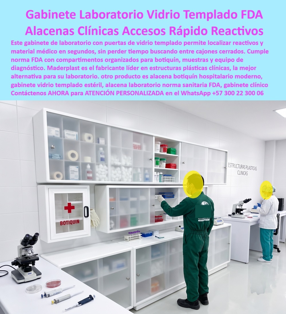 Muebles Gabinetes Hospitalarios Alacenas Mesones Laboratorios Maderplast Mueble Hospitalario Fila Continua Vestieres Personal Uniforme Gabinetes Para Áreas Estériles Alacena Hospitalaria Vidrio Templado Fácil Acceso Rápido Gabinetes FDA