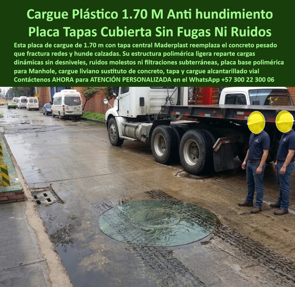 Cargue plástico 1.70 m no hunde la vía Tapa y placa base de 1.7 m Maderplast - Cargue Liviano Reduce Peso Sobre Redes Subterráneas, Cargue Plástico Liviano Sustituye Placas De Concreto, Cargue Plástico Innovador Para Homologación Técnica, Cargue Cargue plástico 1.70 m no hunde la vía Tapa y placa base de 1.7 m Maderplast Cargue Liviano Reduce Peso Sobre Redes Subterráneas Cargue Plástico Liviano Sustituye Placas De Concreto Cargue Plástico Innovador Para Homologación Técnica Cargue
