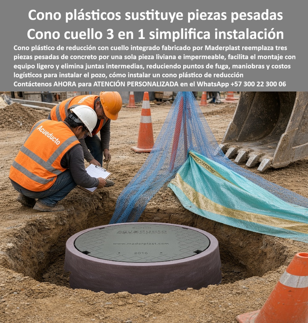 Cono De Reducción Con Cuello pozo plástico Cono Con tapa pozo Maderplast - Cono residual instalación manual sin demoras, Cono reducción plástico se instala sin grúa, Cono reductor de alcantarilla sin rotura por impacto, Como Manhole Estanco fugas Cono De Reducción Con Cuello pozo plástico Cono Con tapa pozo Maderplast Cono residual instalación manual sin demoras Cono reducción plástico se instala sin grúa Cono reductor de alcantarilla sin rotura por impacto Como Manhole Estanco fugas
