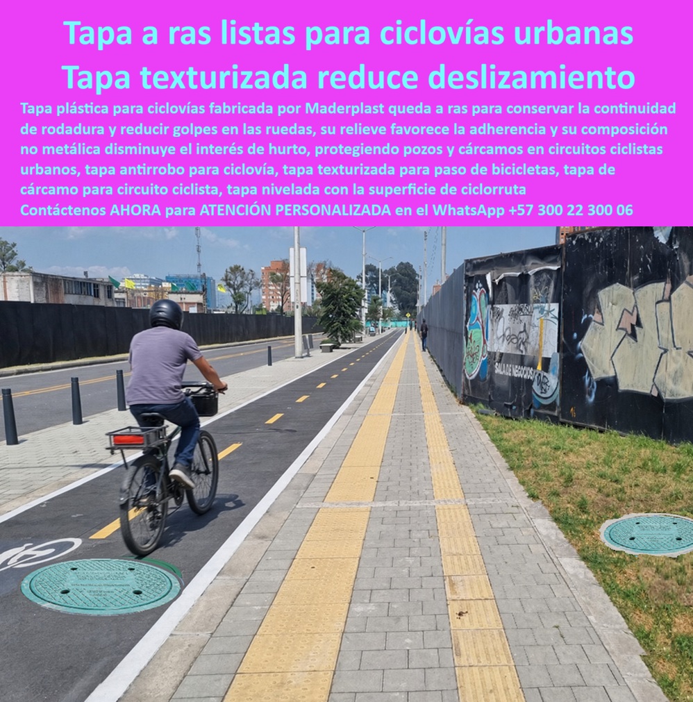 Tapa Plástica Antideslizante Ciclovías Urbanas Tapa Antivandálica Maderplast - Tapa Antivandálica Circuitos Y Senderos Ciclistas, Cubierta de pozo para bicirruta antirrobo a ras de via, Tapa de carcamo ciclovia sin riesgo de resbalon, Tapa Ciclor Tapa Plástica Antideslizante Ciclovías Urbanas Tapa Antivandálica Maderplast Tapa Antivandálica Circuitos Y Senderos Ciclistas Cubierta de pozo para bicirruta antirrobo a ras de via Tapa de carcamo ciclovia sin riesgo de resbalon Tapa Ciclor