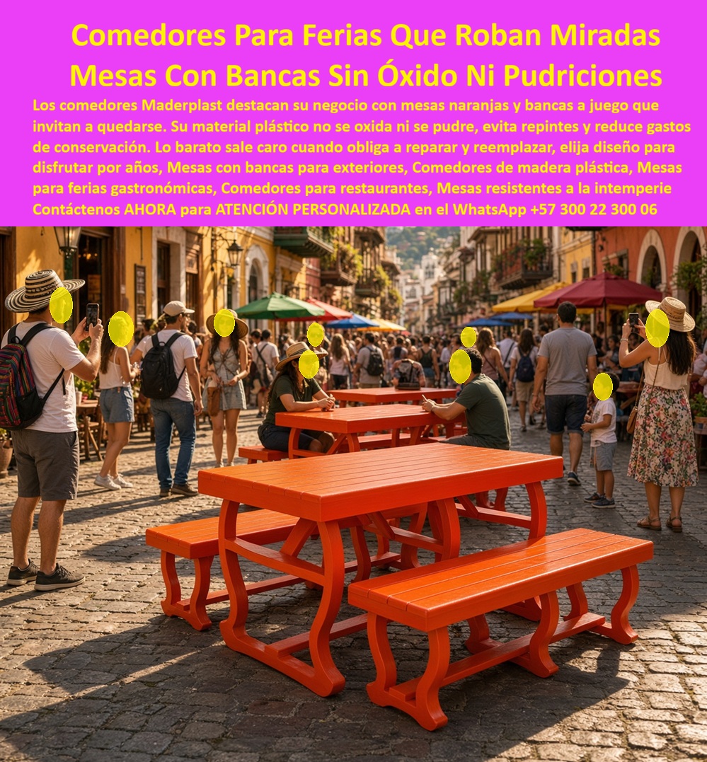 Bancos desfiles públicos Muebles ferias estilo tropical festivaleros Maderplast - Juegos de comedor festivaleros inmunes a la intemperie, Juegos de terraza festivos superfuertes evitan óxido, Mobiliario de carnavales sin desajuste alto transito, Bancos desfiles públicos Muebles ferias estilo tropical festivaleros Maderplast Juegos de comedor festivaleros inmunes a la intemperie Juegos de terraza festivos superfuertes evitan óxido Mobiliario de carnavales sin desajuste alto transito