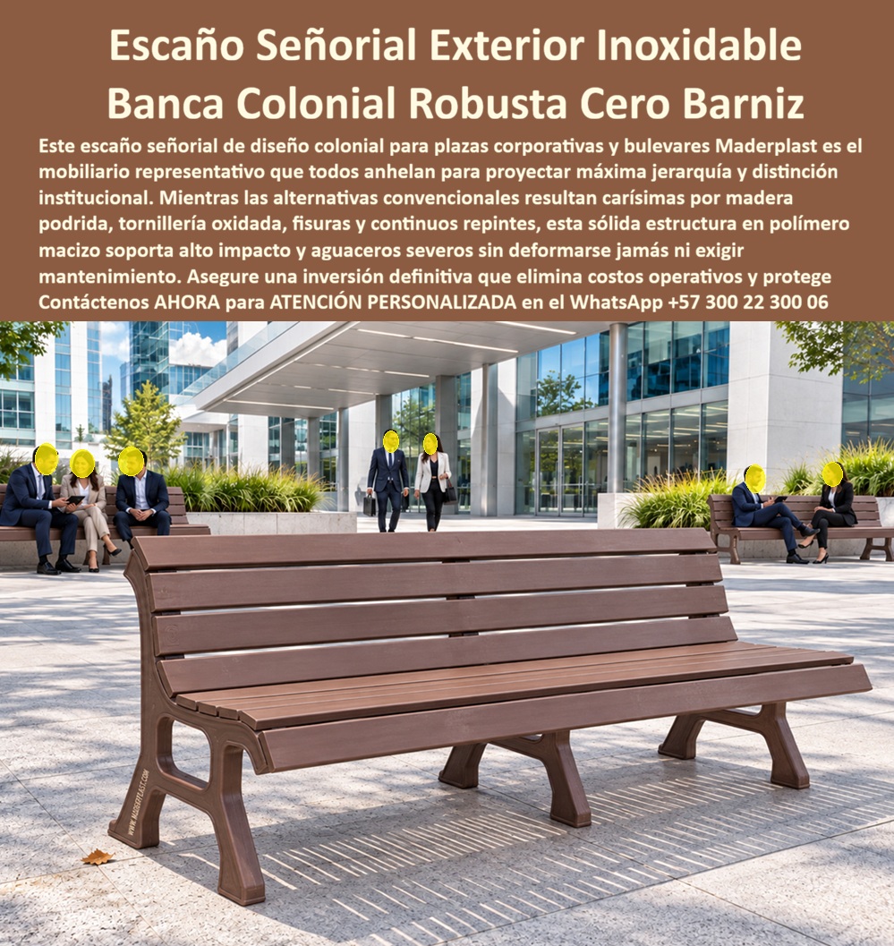 Escaño Señorial Escaños Coloniales Exterior Escaños Mobiliario Maderplast - Banca decorativa entradas con asiento amplio, Escaño de exterior descansar con elegancia clásica, Mobiliario peatonal libre de corrosión ahorro largo plazo, Asientos arte Escaño Señorial Escaños Coloniales Exterior Escaños Mobiliario Maderplast Banca decorativa entradas con asiento amplio Escaño de exterior descansar con elegancia clásica Mobiliario peatonal libre de corrosión ahorro largo plazo Asientos arte