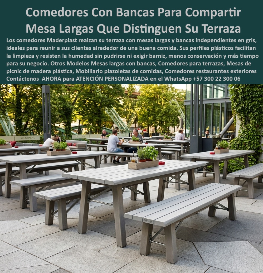 Juegos Comedor Terrazas Con Bancas Mesas Largas Con Bancas Maderplast - Comedores largos exterior sin pudrición, Mobiliario plazoleta comidas sin astillas fácil lavado, Comedores campestres asientos compartidos, Sala de exterior cafetería Juegos Comedor Terrazas Con Bancas Mesas Largas Con Bancas Maderplast Comedores largos exterior sin pudrición Mobiliario plazoleta comidas sin astillas fácil lavado Comedores campestres asientos compartidos Sala de exterior cafetería