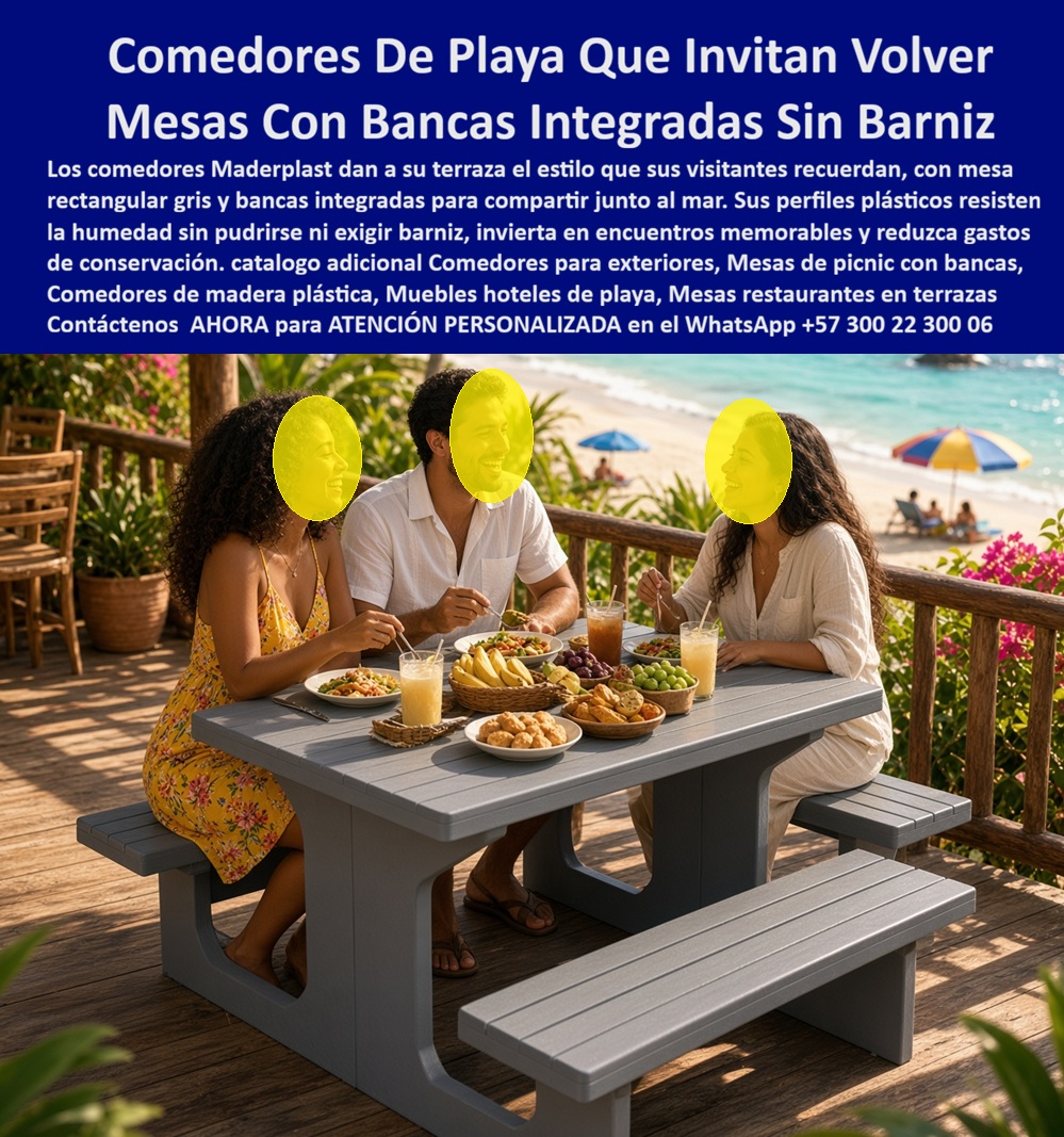 Juegos de comedor anclados Mesas de picnic indestructibles Maderplast - Comedores de playa ultrarresistentes contra el sol, Mobiliario exterior anclado a prueba de golpes, Mesas Y Sillas Fijas Para Zonas De Alto Movimiento, Mobiliario de terrazas Juegos de comedor anclados Mesas de picnic indestructibles Maderplast Comedores de playa ultrarresistentes contra el sol Mobiliario exterior anclado a prueba de golpes Mesas Y Sillas Fijas Para Zonas De Alto Movimiento Mobiliario de terrazas