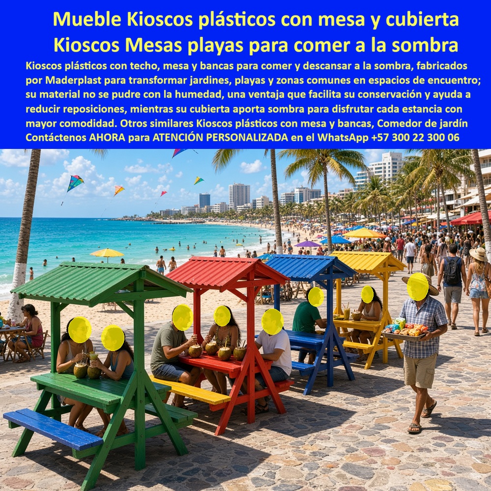 Kioscos de descanso Mobiliario Techo Pórticos Comedor de jardín Maderplast - Bancas de espera con cubierta, Comedor de jardín con cubierta y bancas, Casetas con mesas exteriores inmunes a hongos y humedad, Mobiliario institucional Kioscos Kioscos de descanso Mobiliario Techo Pórticos Comedor de jardín Maderplast Bancas de espera con cubierta Comedor de jardín con cubierta y bancas Casetas con mesas exteriores inmunes a hongos y humedad Mobiliario institucional Kioscos