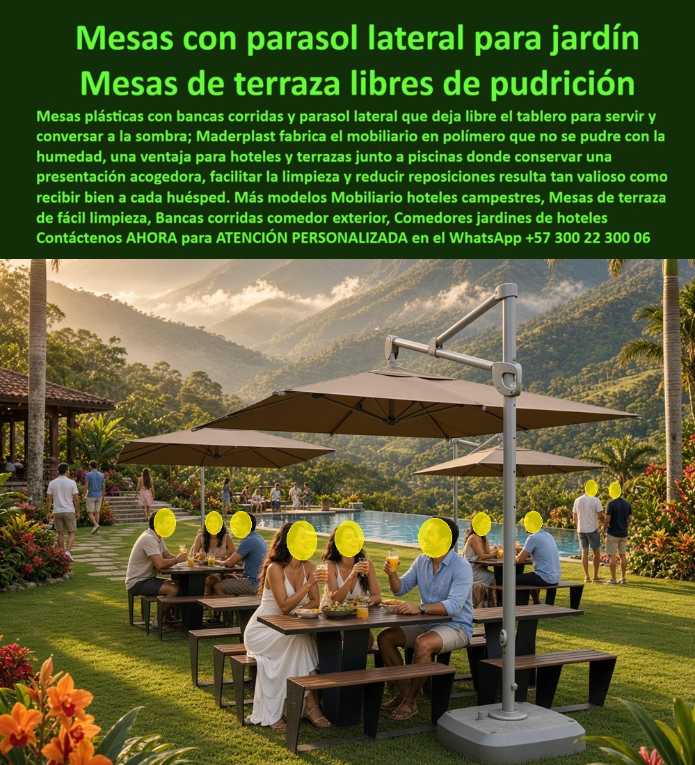 Mesas Con Parasol Juego Comedor Con Sombrilla Mesas parasol Maderplast - Bancas corridas terraza parasol sin astillas durables, Mobiliario de terrazas irrompible contra intemperie alta durabilidad, Mesas con sombrilla hotel sin pudrición polímero Mesas Con Parasol Juego Comedor Con Sombrilla Mesas parasol Maderplast Bancas corridas terraza parasol sin astillas durables Mobiliario de terrazas irrompible contra intemperie alta durabilidad Mesas con sombrilla hotel sin pudrición polímero