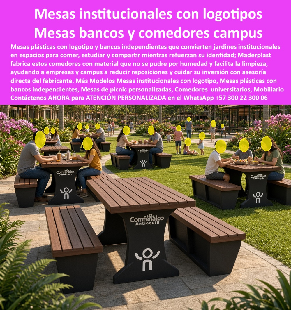 Mesas Empresariales Con Logotipo Mesas De Picnic Institucionales Maderplast - Bancos independientes comedores estudiantiles, Mobiliario campus con diseño personalizado, Juegos de comedor corporativos superfuertes, Muebles institucionales estables Mesas Empresariales Con Logotipo Mesas De Picnic Institucionales Maderplast Bancos independientes comedores estudiantiles Mobiliario campus con diseño personalizado Juegos de comedor corporativos superfuertes Muebles institucionales estables