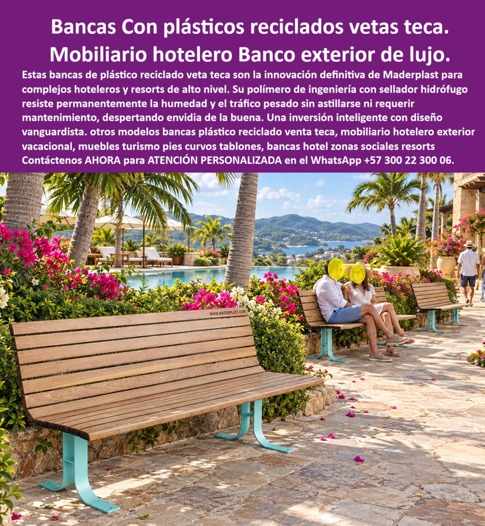 Mobiliario hotelero exterior Mobiliario recreativo vacacional Maderplast - Bancos peatonales modernos protegidos contra rayos ultravioleta, Mobiliario De Exterior Hoteles Aire Mediterráneo, Mobiliario turístico premium elegante cero mantenimiento Mobiliario hotelero exterior Mobiliario recreativo vacacional Maderplast Bancos peatonales modernos protegidos contra rayos ultravioleta Mobiliario De Exterior Hoteles Aire Mediterráneo Mobiliario turístico premium elegante cero mantenimiento