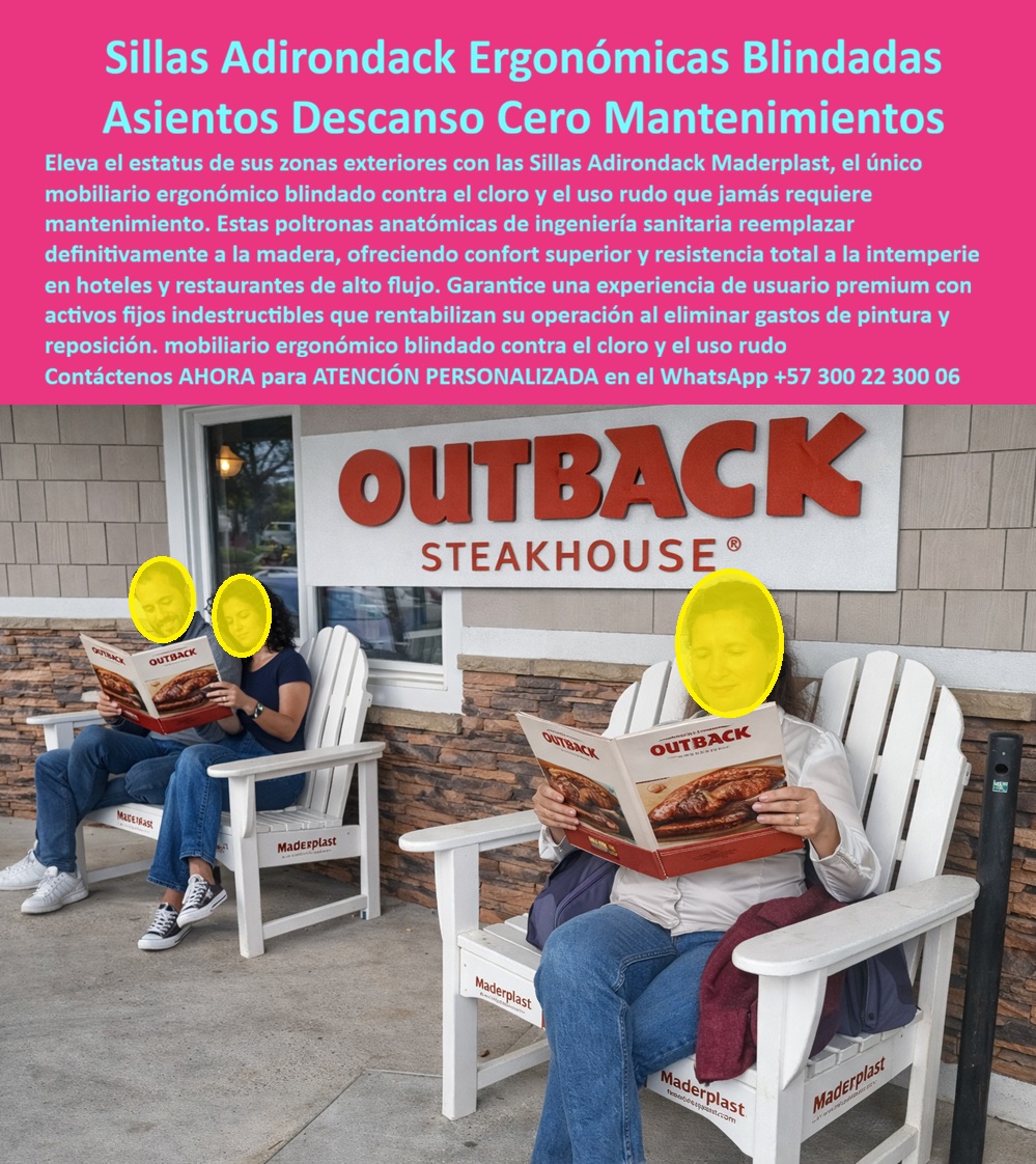 Mobiliario Jardín Ergonómico Sillas Descanso Exteriores Maderplast 0 Silla Adirondack Piscina Resiste Cloro Confort Ergonómico Silla Plástica Anatómica Espacios Urbanos Exteriores Sillas Tipo Adirondack Exterior Resistentes 0 SILLAS ADIRONDACK ERGONÓMICAS BLINDADAS PARA USO COMERCIAL EXTERIOR ASIENTOS DE DESCANSO SIN MANTENIMIENTO PARA RESTAURANTES, HOTELES Y ZONAS DE ESPERA Archivo: Mobiliario_Jardín_Ergonómico_Sillas_Descanso_Exteriores_Maderplast_0_Silla_Adirondack_Piscina_Resiste_Cloro_Confort_Ergonómico_Silla_Plástica_Anatómica_Espacios_Urbanos_Exteriores_Sillas_Tipo_Adirondack_Exterior_Resistentes_0.jpg  En la imagen se observan sillas Adirondack plásticas blancas, ubicadas en la entrada de un restaurante de alto tráfico, con personas sentadas leyendo el menú mientras esperan.  El Producto o sujeto protagonista es inequívoco: asientos exteriores ergonómicos tipo Adirondack, con respaldo inclinado, asiento profundo y brazos anchos, diseñados para transformar el tiempo de espera en una experiencia cómoda y controlada. No es decoración; es mobiliario operativo en uso real, bajo sol, limpieza diaria y rotación constante de usuarios.  El problema técnico que enfrentan restaurantes, hoteles y cadenas comerciales es recurrente. La madera se astilla, se abre y exige barnices periódicos. El metal se oxida, se recalienta y deteriora la imagen del acceso. El resultado es incomodidad, desorden visual y costos ocultos de mantenimiento. La silla Adirondack exterior Maderplast elimina ese problema desde la ingeniería del material. Está fabricada en plástico estructural de alta densidad, con apariencia tipo madera, inmune a radiación UV, humedad, cloro y limpieza frecuente, sin pintura ni tratamientos superficiales.  Desde el punto de vista ergonómico, el diseño Adirondack es una solución probada. El respaldo inclinado permite una postura relajada, el asiento profundo distribuye el peso y los brazos anchos aportan estabilidad al incorporarse. Por eso estas sillas de espera para restaurante exterior funcionan mejor que cualquier banca rígida. El usuario descansa, no se levanta ansioso, y la espera se percibe más corta. En términos comerciales, esto ordena filas, reduce fricción y mejora la experiencia del cliente antes de entrar.  Cuando un cliente pregunta qué sillas usan los restaurantes para que la gente espere cómoda afuera, la respuesta técnica es clara: un asiento que no se deforme, que no se recaliente y que mantenga su estética pese al uso rudo. Cuando se pregunta qué silla exterior no se pela ni se daña con el sol y la limpieza, la solución es eliminar madera natural y metal expuesto. Y cuando pregunta qué asiento exterior sirve para accesos comerciales con alto flujo, la respuesta correcta es una silla Adirondack exterior comercial, diseñada para tráfico diario continuo.  La identificación del producto es precisa y señalable: sillas Adirondack plásticas blancas ubicadas en la entrada de un restaurante; asientos exteriores con respaldo inclinado y brazos anchos para espera cómoda; sillas de descanso exterior frente a un acceso comercial; sillas plásticas tipo madera para zonas de espera urbanas; sillas Adirondack resistentes al uso diario en restaurantes. No hay ambigüedad para el comprador ni para los motores de búsqueda.  Maderplast fabrica en Colombia con procesos industriales controlados y experiencia en plásticos técnicos para exteriores agresivos. Esto permite ofrecer un valor clave para proyectos comerciales: personalización de color, suministro por volumen, planos, renders, prototipos y producción en serie. Aquí aparece el disparador de compra real: eliminar el gasto recurrente y convertir el mobiliario en un activo fijo. En Maderplast, el lema se cumple en la práctica: en plástico, hacemos hasta el ala de un avión.  ESTE ES UN TESTIMONIO SOBRE ESTE PRODUCTO Y UN CASO DE ÉXITO EN LA UTILIZACIÓN Y APLICACIÓN DE ESTE PRODUCTO EN UN ESPACIO URBANO REAL,    JAVIER SALGADO – GERENTE DE OPERACIONES, RESTAURANTE DE CADENA: “antes la gente esperaba de pie, incómoda, apoyada en las paredes. instalamos estas sillas adirondack de maderplast, exactamente como se ven en la imagen, y el cambio fue inmediato. los clientes se sientan, leen el menú y esperan tranquilos. Las sillas siguen blancas, firmes y sin marcas pese al sol y la limpieza diaria. hoy la entrada se ve ordenada y profesional. entendimos que maderplast no vende sillas, vende control operativo e imagen.”  Soporte Técnico para el ingeniero o responsable que firma la orden: este producto se especifica como silla Adirondack exterior plástico, apta para uso comercial intensivo, sin riesgo de corrosión, pudrición ni desprendimiento de acabados. No requiere mantenimiento programado ni reposición periódica. Si el proyecto exige respaldo técnico, Maderplast lo entrega. Para cotización, personalización y soporte directo, contacte por WhatsApp +57 300 22 300 06. Aquí no se compra mobiliario; se elimina el problema para siempre.