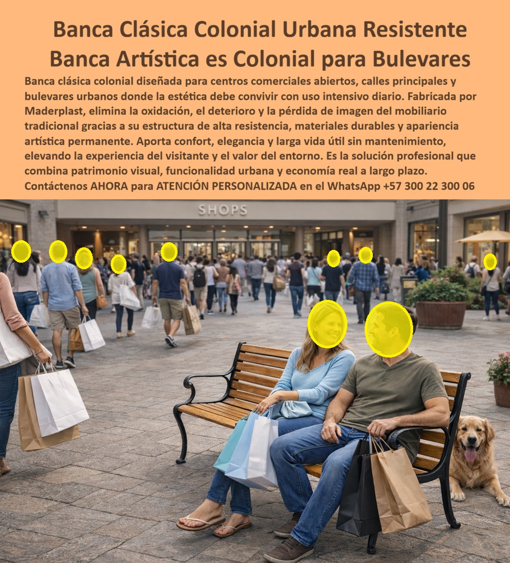 Mobiliario Urbano Clásico Silla Clásica Forja Colonial Maderplast 0 Banca Clásica Artística Centros Comerciales Abiertos Silla Restauración Urbana Evita Oxidación Alta Resistencia Banca Colonial Decorativa Calles y Bulevares La imagen presenta una banca clásica colonial urbana de Maderplast, instalada en un bulevar comercial de alto flujo peatonal, donde los visitantes descansan mientras el entorno mantiene orden, estética y funcionalidad.  El Producto o sujeto protagonista es esta banca colonial artística para bulevares, diseñada y fabricada por Maderplast para resolver un problema recurrente en centros comerciales abiertos, calles principales y zonas patrimoniales: la imposibilidad de mantener mobiliario tradicional en buen estado bajo uso intensivo diario y exposición permanente al clima.  En este tipo de espacios urbanos, la exigencia no es solo visual. Las bancas deben soportar peso constante, fricción continua, humedad, radiación solar, limpieza frecuente y contacto directo con miles de personas sin deformarse, oxidarse ni perder imagen. Las bancas metálicas tradicionales fallan por corrosión, las de madera se astillan y las soluciones improvisadas terminan degradando el entorno. Aquí es donde Maderplast transforma la estética colonial en infraestructura urbana real, capaz de durar años sin mantenimiento.  La banca urbana clásica colonial de Maderplast combina una estructura lateral tipo forja de alta estabilidad con listones técnicos de apariencia madera que no se oxidan, no se astillan y no requieren pintura. Esta combinación permite conservar el lenguaje arquitectónico tradicional exigido en bulevares, centros comerciales abiertos y calles emblemáticas, sin asumir los costos ocultos del mobiliario convencional. La banca mantiene su forma, su color y su firmeza incluso bajo tráfico peatonal intenso, clima variable y uso continuo.  Desde el punto de vista del gestor urbano, arquitecto o ingeniero responsable, el problema nunca fue elegir una banca bonita, sino una banca que no genere riesgos técnicos ni financieros. Cada reposición, cada repintada y cada reparación representa costos, interrupciones y responsabilidad directa sobre quien firma la orden de compra. La banca colonial de Maderplast elimina ese riesgo porque está diseñada como mobiliario urbano de larga vida útil, no como elemento decorativo temporal.  Esta banca decorativa para calles y bulevares ordena el espacio, invita al descanso sin interferir con el flujo peatonal y mejora la experiencia del visitante, lo que se traduce en mayor permanencia, mejor percepción del entorno y valorización del espacio comercial. Al mismo tiempo, reduce el gasto operativo a largo plazo, convirtiéndose en una inversión técnicamente defendible y financieramente inteligente.  Maderplast respalda esta solución con procesos industriales controlados, experiencia profunda en plásticos técnicos, diseño estructural propio y fabricación a medida en Colombia para proyectos en cualquier parte del mundo. Aquí no se ofrecen catálogos genéricos: se ofrecen soluciones adaptables en medidas, colores, acabados y configuraciones según el contexto urbano. El cliente puede solicitar cotizaciones, planos técnicos, renders, prototipos y producción en serie con un solo proveedor que responde de principio a fin.  Para el Soporte  Técnico, el mensaje es claro: esta banca no compromete al ingeniero, lo respalda. Existen fichas técnicas, especificaciones de carga, criterios de uso intensivo y materiales que eliminan la incertidumbre legal y operativa. En Maderplast convertimos ideas en piezas reales; como decimos internamente, en plástico le hacemos hasta el ala de un avión, o lo que su imaginación quiera.  Si el proyecto requiere bancas urbanas clásicas exteriores, bancas coloniales para bulevares, mobiliario urbano tradicional resistente o blancas decorativas para centros comerciales abiertos, esta solución responde con lógica técnica, coherencia estética y durabilidad comprobada.  TESTIMONIO DEL ARQ. CARLOS MÉNDEZ – ARQUITECTO DE ESPACIO PÚBLICO COMERCIAL  “En bulevares donde instalamos bancas metálicas tradicionales, la oxidación y el deterioro aparecían en poco tiempo, generando costos y quejas constantes. con la clásica banca colonial de maderplast logramos mantener la estética tradicional, pero con una estructura firme, estable y sin mantenimiento. hoy el mobiliario sigue intacto, ordena el espacio y mejora la experiencia del visitante. fue una decisión técnica, no decorativa.”