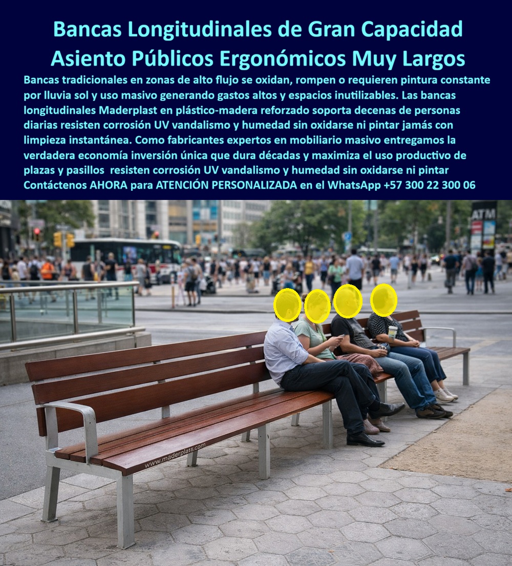 Mobiliario Urbano Gran Capacidad Silla Longitudinal Exterior Maderplast 0 Banco Público Ergonómico Largo Mobiliario Urbano Masivo Exterior No Oxida Banca Urbana Longitudinal Gran Capacidad Banca Larga Universitaria Mobiliario La imagen presenta un escenario urbano real de alto flujo peatonal, donde decenas de personas utilizan simultáneamente el espacio público.  El Producto o sujeto protagonista es la banca urbana longitudinal de gran capacidad Maderplast, un asiento público muy largo, continuo y ergonómico, diseñado para absorber el uso masivo diario sin fragmentarse ni deteriorarse. Se observa una banca lineal con listones continuos color madera y estructura recta reforzada, instalada sobre pavimento peatonal, permitiendo sentar cómodamente a múltiples usuarios sin interrupciones ni puntos débiles estructurales.  En estaciones, universidades, plazas centrales, ejes peatonales y zonas comerciales de alto tránsito, el problema no es la falta de bancas, sino la ineficiencia del mobiliario corto, que se satura rápidamente, se deforma por carga puntual y requiere mantenimiento constante. Las bancas tradicionales se oxidan, se pintan una y otra vez, se rompen en los extremos y generan espacios inutilizables. La banca longitudinal exterior de Maderplast nace para resolver ese problema desde la ingeniería, no desde la estética.  Esta banca pública larga de gran capacidad está fabricada en sistema plástico-madera reforzado, con estructura diseñada para distribuir el peso de forma homogénea en toda su longitud. Esto elimina pandeos, torsiones y fallas por sobrecarga, incluso cuando varias personas se sientan de manera simultánea. Los listones longitudinales visibles no absorben humedad, no generan astillas y mantienen su forma bajo lluvia, sol, vandalismo urbano y limpieza constante. A diferencia del mobiliario metálico convencional, no se oxida, no se pinta y no se repara.  Desde la perspectiva del ingeniero responsable, esta banca no es un elemento decorativo, es infraestructura urbana masiva. Si un asiento público falla en una zona de alto tráfico, la responsabilidad técnica es directa. Por eso Maderplast diseña esta banca urbana longitudinal con criterios de carga real, estabilidad estructural y vida útil prolongada, respaldados por procesos industriales controlados y experiencia en plásticos técnicos. Aquí el riesgo operativo se elimina desde el diseño.  El beneficio operativo es inmediato: más personas sentadas en menos espacio, mayor permanencia, mejor circulación peatonal y reducción total de costos de mantenimiento. La banca larga exterior sin mantenimiento convierte áreas saturadas en espacios funcionales y ordenados. Además, su diseño lineal se adapta a campus universitarios, estaciones de transporte, parques metropolitanos y corredores urbanos donde la eficiencia del espacio es crítica.  Maderplast fabrica este mobiliario urbano de gran capacidad en Colombia para proyectos nacionales e internacionales, con posibilidad de personalización en longitud, color, acabado y sistema de anclaje. El cliente puede solicitar cotización técnica, planos, renders, prototipos y producción en serie con un solo proveedor responsable. Aquí se materializa el posicionamiento de marca: Maderplast convierte ideas en piezas reales a medida; en plástico le hacemos hasta el ala de un avión, o lo que su imaginación quiera.  El Soporte  Técnico es sólido y defendible: esta banca elimina el miedo del ingeniero a firmar la orden de compra. No hay corrosión, no hay pintura, no hay soldaduras recurrentes, no hay piezas frágiles. Existen fichas técnicas, criterios estructurales y desempeño comprobado en uso público masivo. Es una solución que reduce riesgo legal, operativo y financiero.  Si el proyecto requiere bancas urbanas longitudinales, bancos públicos largos de gran capacidad, mobiliario urbano masivo exterior, bancas universitarias resistentes o asientos públicos ergonómicos sin mantenimiento, esta solución responde con lógica técnica, rentabilidad y respaldo profesional.  TESTIMONIO – ANDREA SALAZAR, COORDINADORA DE INFRAESTRUCTURA UNIVERSITARIA  “en zonas de alto flujo las bancas cortas se saturaron, se deformaban y generaban quejas constantes. con la banca longitudinal de maderplast logramos sentar más personas en menos espacio sin fallas estructurales. la estructura sigue firme, los listones intactos y no hemos vuelto a pintar ni reparar. operativamente fue la decisión más eficiente para áreas comunes de uso masivo.”