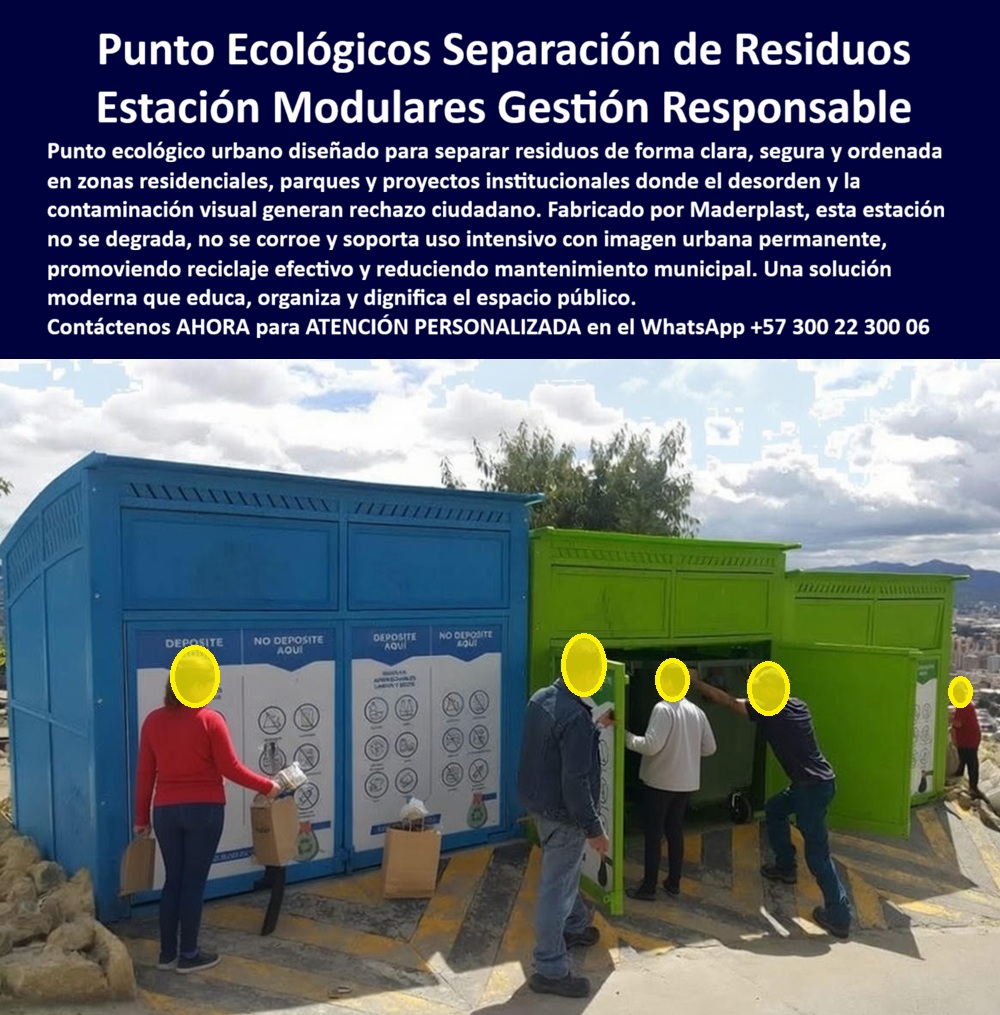 Punto Recolección materiales Estación Separación Basura Maderplast 0 Caseta ecológica residuos urbanos Punto Ecológico Separación Residuos Urbano Fomenta Reciclaje Punto limpio residencial separación residuos diseño urbano PP Estación Modular de Separación de Residuos Maderplast: La Ingeniería que Dignifica el Saneamiento Urbano  Visualice una imponente Estación Modular de Separación de Residuos, también conocida como Caseta Ecológica Maderplast, instalada como el punto central de acopio en un gran conjunto residencial o municipio, tal como se aprecia en la imagen de referencia. Esta infraestructura robusta, similar a un "búnker" técnico en colores azul y verde vibrantes, ha sido diseñada estratégicamente para alojar y ocultar contenedores rodantes industriales en su interior, eliminando de raíz el desorden visual típico de los acopios tradicionales. En la escena, los usuarios interactúan depositando bolsas a través de compuertas ergonómicas específicas para reciclaje y residuos ordinarios, mientras que el personal de aseo accede mediante grandes puertas frontales para retirar los carros llenos con total facilidad operativa. A diferencia de los obsoletos "shuts" de ladrillo que acumulan lixiviados y olores en sus poros, o las jaulas metálicas que se oxidan, cortan y permiten la entrada de plagas, este sistema de Maderplast es una solución llave en mano: hermética, lavable, anti vandálica y estéticamente superior, que organiza la logística de recolección y elimina la contaminación visual de la basura expuesta.  El talón de Aquiles de la gestión en propiedad horizontal y el urbanismo municipal siempre ha sido el punto de acopio final. Los administradores de copropiedades y los secretarios de planeación saben por experiencia dolorosa que un sitio de disposición mal diseñado se convierte rápidamente en un foco de vectores, quejas permanentes por malos olores y graves problemas de convivencia. Las soluciones convencionales han fallado sistemáticamente: la obra civil en ladrillo absorbe los fluidos de descomposición generando un hedor imposible de eliminar, y las jaulas metálicas, aunque económicas inicialmente, se corroen aceleradamente con la acidez de los residuos, terminando como chatarra peligrosa. Ante la búsqueda crítica de casetas para basura conjuntos residenciales que funcionen realmente, Maderplast responde no con un simple contenedor, sino con una Estación Modular de Gestión Responsable.  Maderplast, como firma de ingeniería experta en polímeros, ha desarrollado la Caseta ecológica residuos urbanos, una infraestructura prefabricada que actúa como un "housing para dumpsters de basura" técnico y especializado. Al integrar este Punto Ecológico Separación Residuos Urbano Fomenta Reciclaje, usted está implementando un sistema de cerramientos para shut de basuras que es autoportante, modular y químicamente inerte. Esto implica una ventaja operativa crucial: cuando sus operarios necesitan lavar la estación, pueden hacerlo con hidrolavadora industrial, jabones y ácidos de limpieza sin que el material sufra degradación, decoloración o corrosión. Es una solución de infraestructura gestión residuos sólidos diseñada específicamente para soportar el tráfico pesado, el abuso diario y la intemperie extrema, garantizando que el "basurero" deje de ser el rincón vergonzoso del proyecto para convertirse en un activo de orgullo comunitario y eficiencia.  Entendemos que cada proyecto tiene restricciones de espacio y necesidades específicas de aforo. Por eso, activamos los disparadores de compra que su proyecto requiere: en Maderplast no vendemos productos de catálogo rígido, diseñamos soluciones a medida. Usted puede solicitar la personalización total de su Punto limpio residencial separación residuos diseño urbano PP, desde las dimensiones exactas para encajar en bahías existentes hasta la configuración de las bocas de acceso según el código de colores PGIRS vigente. Si su proyecto requiere planos detallados, renders de integración paisajística o prototipos para aprobación en asamblea, nuestro departamento de ingeniería lo resuelve. Nuestro lema técnico es una garantía de capacidad: "en plástico le hacemos hasta el ala de un avión, o lo que su imaginación quiera". Somos fabricantes directos en Colombia con capacidad de venta de puntos limpios municipales y producción en serie para dotaciones masivas, asegurando procesos industriales controlados y trazabilidad de calidad.  Esta infraestructura urbana para ocultar contenedores de basura rodantes resuelve las dudas más frecuentes de los comités técnicos y consejos de administración. Si se pregunta cómo evitar que los recicladores informales dispersen el material, la respuesta está en nuestro diseño de casetas de reciclaje antivandálicas: el acceso a los contenedores internos está restringido por puertas de seguridad que solo maneja el personal autorizado, mientras que el usuario solo tiene acceso a las bocas de depósito. Si la preocupación es la durabilidad frente al clima, nuestras estaciones de reciclaje grandes exteriores están fabricadas con polímeros de ingeniería recuperados que resisten la radiación UV y la lluvia ácida sin cristalizarse ni perder su integridad estructural, ofreciendo una vida útil superior a 20 años sin una sola gota de pintura, resolviendo definitivamente la solución olores y desorden basuras en exteriores.  El verdadero propósito del Soporte Técnico en esta especificación es eliminar el temor natural del ingeniero o administrador a firmar la orden de compra, basándonos en la mitigación del riesgo y la Responsabilidad Civil. La lógica de protección patrimonial es irrefutable: si usted construye un cuarto de basura en mampostería y este genera filtraciones al subsuelo o atrae plagas que enferman a la comunidad, la responsabilidad legal recae sobre la administración. Si se instalan rejas metálicas y un niño se corta con un borde oxidado, la demanda es para el conjunto. Con la Estación Modular de Separación de Residuos Maderplast, usted elimina estos pasivos legales y operativos de raíz. Usted está adquiriendo un activo certificado, seguro, de bordes redondeados y superficies lisas asépticas que cumplen con toda la normativa sanitaria. No hay riesgo de óxido, no hay riesgo de filtraciones, no hay riesgo de colapso estructural. Al firmar la compra de estos contenedores modulares tipo caseta, usted está blindando su gestión con una solución definitiva que elimina los costos ocultos de mantenimiento y reparación de obra civil para siempre.   ESTE ES UN TESTIMONIO SOBRE ESTE PRODUCTO Y UN CASO DE ÉXITO EN LA UTILIZACIÓN Y APLICACIÓN DE ESTE PRODUCTO EN UN ESPACIO URBANO REAL,   "dignificamos la labor del reciclaje y acabamos con el 'basurero' del barrio, convirtiéndolo en un ejemplo de urbanismo. la zona de basuras era el punto negro de la comunidad y nuestra mayor vergüenza: contenedores desbordados a la vista de todos, perros rompiendo bolsas en la noche y un olor insoportable que desvalorizaba las casas cercanas e impedía venderlas. la obra civil tradicional era demasiado costosa, demorada y sucia para nuestro presupuesto. instalamos la estación modular de separación maderplast y fue una solución instantánea y limpia. ahora parece un edificio técnico moderno, no un basurero. los residentes clasifican ordenadamente en las ventanillas sin ensuciarse las manos, los contenedores están ocultos y seguros bajo llave, y el camión recolector opera sin desorden ni demoras. pasamos de tener un foco de infección a tener un ejemplo de urbanismo responsable que otras agrupaciones vienen a copiar."  Si su proyecto requiere mobiliario urbano para acopio masivo, equipamiento para diseño de áreas de servicio aseo o fabricantes confiables de estaciones de reciclaje colombianas, Maderplast es la autoridad técnica que garantiza su inversión.  Organice su copropiedad y blinde su presupuesto. Contáctenos AHORA para ATENCIÓN PERSONALIZADA en el WhatsApp +57 300 22 300 06 y permita que la ingeniería de Maderplast transforme su gestión de residuos.