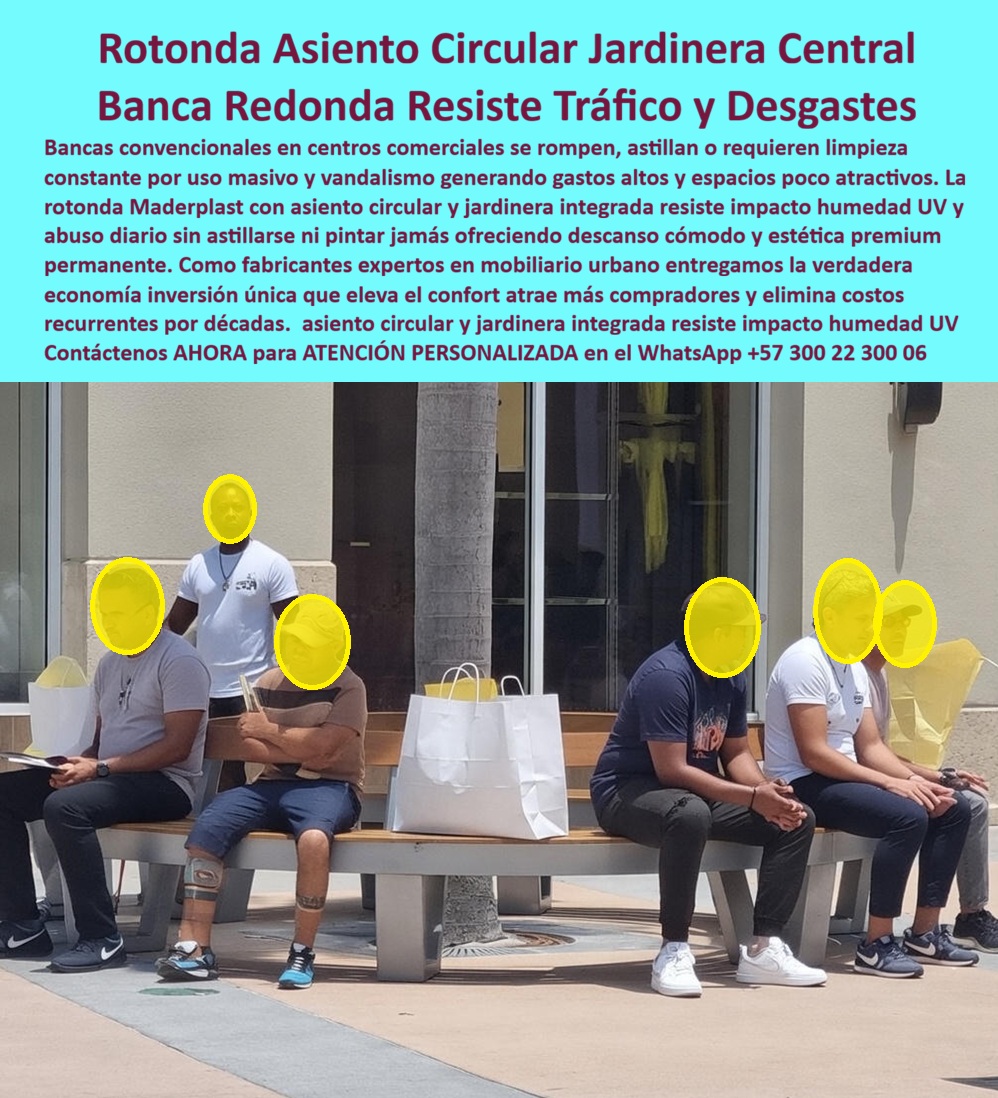 Rotonda Asiento Circular Macetero Central Banca Alcorque Maderplast 0 Silla Circular Exterior con Jardinera Central Silla Circular Exterior Espacios Peatonales Rotonda Asiento Exterior Montaje Sencillo Rotonda de Asiento PP En la imagen se aprecia una rotonda de asiento circular con jardinera central, instalada en un espacio peatonal de alto tráfico, donde múltiples usuarios descansan de forma simultánea sin congestionar el flujo ni generar desgaste puntual. La banca rodea un árbol existente, integrando naturaleza y mobiliario en una sola pieza continua, robusta y ordenadora del espacio. Este tipo de banca circular exterior no es decorativa: es una solución técnica pensada para resistir uso intensivo, vandalismo y desgaste permanente en centros comerciales, plazas públicas y corredores urbanos.  El problema que enfrentan los responsables de infraestructura es conocido. Las bancas rectas tradicionales se rompen en los extremos, se astillan, se aflojan por cargas concentradas y requieren limpieza constante. En zonas de alto flujo, además, generan desorden: personas sentadas de un solo lado, acumulaciones irregulares y deterioro acelerado. La rotonda de asiento peatonal Maderplast elimina ese problema desde el diseño. Al ser un asiento circular continuo, la carga se distribuye de manera uniforme, no existen puntos débiles y se maximiza la capacidad real de descanso sin aumentar el espacio ocupado.  La banca con jardinera central Maderplast está fabricada en polímero técnico de ingeniería, un material sólido que no se oxida, no se astilla y no requiere pintura. A diferencia de la madera o el metal, resiste humedad, rayos UV, impactos y permanencia prolongada de usuarios sin deformarse. Esto la convierte en una banca urbana circular de alto tráfico capaz de operar durante décadas sin mantenimiento correctivo. El árbol central no es un accesorio: protege el alcorque, mejora el microclima y refuerza la percepción premium del espacio, algo clave en centros comerciales y zonas peatonales de alto valor.  Desde el punto de vista funcional, el asiento circular urbano ordena el comportamiento del usuario. Permite sentarse desde cualquier ángulo, evita apropiaciones indebidas y reduce actos vandálicos, ya que no hay piezas individuales que puedan ser removidas. La instalación es sencilla, con mínima intervención en obra civil, lo que reduce tiempos, costos y riesgos durante el montaje. Esta banca redonda exterior no necesita repintado, no acumula moho y soporta limpieza frecuente sin degradarse.  Aquí aparecen las preguntas clave del cliente, y las respuestas son directas. ¿Qué banca resiste mucho uso en centros comerciales? Una banca circular exterior Maderplast, diseñada para alto tráfico. ¿Qué asiento urbano sirve alrededor de árboles sin dañarlos? La banca alcorque urbana con jardinera integrada. ¿Cómo evitar reparaciones constantes en mobiliario exterior? Utilizando asientos circulares sin mantenimiento, fabricados en material sólido, no recubierto.  Maderplast respalda esta solución con procesos industriales controlados, experiencia comprobada en plásticos técnicos y fabricación a medida en Colombia para proyectos en cualquier parte del mundo. El cliente puede solicitar cotización, planos, renders, ajustes dimensionales, prototipos y producción en serie, activando un disparador de compra claro: todo el proyecto se resuelve con un solo proveedor técnico, sin improvisaciones.  Aquí ocurre el Soporte  Técnico, el momento clave para el ingeniero o responsable de compras. Esta rotonda bancaria pública no compromete estructuras existentes, no introduce corrosión, no depende de mantenimiento periódico y no genera riesgos legales futuros. Es una pieza estable, defendible en comité técnico y justificable ante auditorías. El miedo a firmar la orden de compra desaparece porque el producto está diseñado para no fallar.  TESTIMONIO DE LA COORDINADORA DE INFRAESTRUCTURA COMERCIAL LAURA GÓMEZ  “las bancas rectas se rompían constantemente y generaban quejas de usuarios. con maderplast instalamos rotondas circulares con jardinera y el problema desapareció. hoy soportan uso continuo, mejoran la estética del espacio y redujeron los costos de mantenimiento a cero. fue una decisión técnica acertada.”  Maderplast no vende bancas; convierte ideas en piezas reales, durables y seguras. En plástico hacemos desde una rotonda urbana hasta el ala de un avión, o lo que su proyecto necesite. Contáctenos AHORA para ATENCIÓN PERSONALIZADA en el WhatsApp +57 300 22 300 06 y transforme sus espacios peatonales en zonas de descanso eficientes, estéticas y técnicamente irreprochables durante décadas.