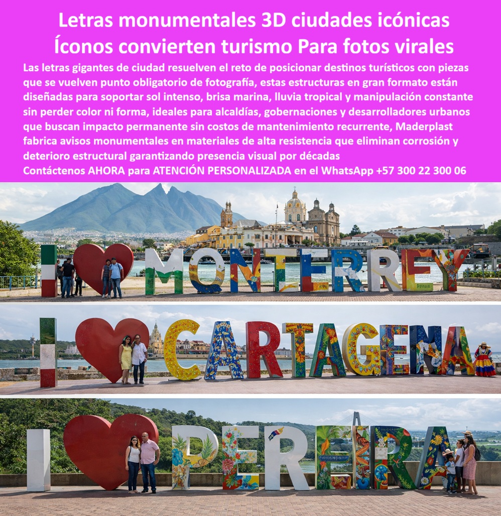 Letreros Gigantes Cnc Formas Y Figuras 3d Letras Monumentales Maderplast Avisos Gigantes De Ciudad En Gran Formato Avisos Gran Formato UV Evita Mantenimiento Letreros Grandes Proporciones Anti Deterioro UV Vida Prolongada Letrero Letreros Gigantes CNC Formas y Figuras 3D Letras Monumentales Maderplast - Avisos Gigantes de Ciudad en Gran Formato, Avisos Gran Formato UV Evita Mantenimiento Letreros Grandes Proporciones Anti Deterioro UV Vida Prolongada Letrero  La imagen muestra letras monumentales 3D instaladas en plazas icónicas frente a paisajes urbanos y costeros, diseñadas como punto obligatorio de fotografía y símbolo de identidad territorial. Estas estructuras no son simples avisos decorativos, son activos estratégicos que deben resistir radiación UV intensa, brisa marina, lluvia tropical, manipulación constante y exposición permanente sin perder color, forma ni estabilidad estructural.  El problema técnico que enfrentan alcaldías, gobernaciones y desarrolladores urbanos es el envejecimiento acelerado de las soluciones tradicionales. El metal se corroe frente al salitre, la madera se degrada con humedad y hongos, el concreto se fisura por variaciones térmicas y la pintura superficial exige mantenimiento periódico. Cada reparación implica costos directos, reprocesos y deterioro de imagen pública. Cuando el letrero se daña, se afecta la percepción del destino. El costo total de propiedad termina siendo muy superior al precio inicial.  Los Letreros Gigantes CNC Formas y Figuras 3D Letras Monumentales Maderplast se fabrican en polímero estructural macizo de alta densidad mediante tecnología de corte computarizado de precisión, lo que permite materializar cualquier tipografía, forma o figura 3D con estabilidad dimensional controlada. Estos Avisos gigantes de ciudad en gran formato son inmunes a la corrosión, al salitre y a la radiación UV intensa; el color está integrado en el material, evitando descascamientos y reduciendo mantenimiento prácticamente a limpieza básica. Los Avisos gran formato UV evita mantenimiento no son un eslogan, son una consecuencia técnica del material empleado.  Desde el punto de vista estructural, los letreros grandes proporciones anti deterioro UV se diseñan considerando cargas de viento, tipo de soporte y sistema de anclaje mecánico específico, ya sea con pernos de expansión o anclajes químicos certificados. Su menor peso relativo frente al concreto facilita instalación en plazas, malecones y fachadas sin sobredimensionar cimentaciones. Además, el material no tiene valor de chatarra, reduciendo riesgo de hurto, y soporta manipulación constante propia de los iconos urbanos para fotos virales.  En términos financieros, la decisión debe evaluarse en TCO. Las Letras 3D gigantes sin óxido y las Figuras 3D gran formato resistentes eliminan ciclos de pintura, reparaciones por corrosión y reposiciones prematuras. Las vallas publicitarias grandes resistentes al clima desarrolladas en este sistema estabilizan el presupuesto municipal y garantizan Publicidad urbana de impacto permanente. Por eso afirmamos con criterio técnico que los productos Maderplast son tan buenos que los demás, ni regalados; cuando se analizan mantenimiento, reposición y riesgo estructural, la alternativa barata pierde sentido.  Para eliminar cualquier incertidumbre técnica, Maderplast suministra ficha técnica descargable en PDF con espesores, pesos aproximados, recomendaciones de anclaje y tolerancias dimensionales; certificado o prueba de laboratorio con fecha y entidad que valida comportamiento frente a radiación UV y exposición exterior; y soporte directo de ingeniería para revisión de planos, renders y especificación en obra. Además, puede solicitar cotización formal, modelado 3D personalizado, prototipos y producción en serie para múltiples ciudades.  Si su proyecto requiere Letreros monumentales para turismo, Señalética tridimensional de alto impacto o Identidad urbana durabilidad extrema con vida prolongada y respaldo técnico documentado, solicite ahora la ficha técnica PDF, el certificado de prueba y una cotización personalizada. Con datos verificables, la decisión deja de ser una apuesta estética y se convierte en una inversión pública segura.  Contáctenos para asesoría técnica directa al WhatsApp +57 300 22 300 06.