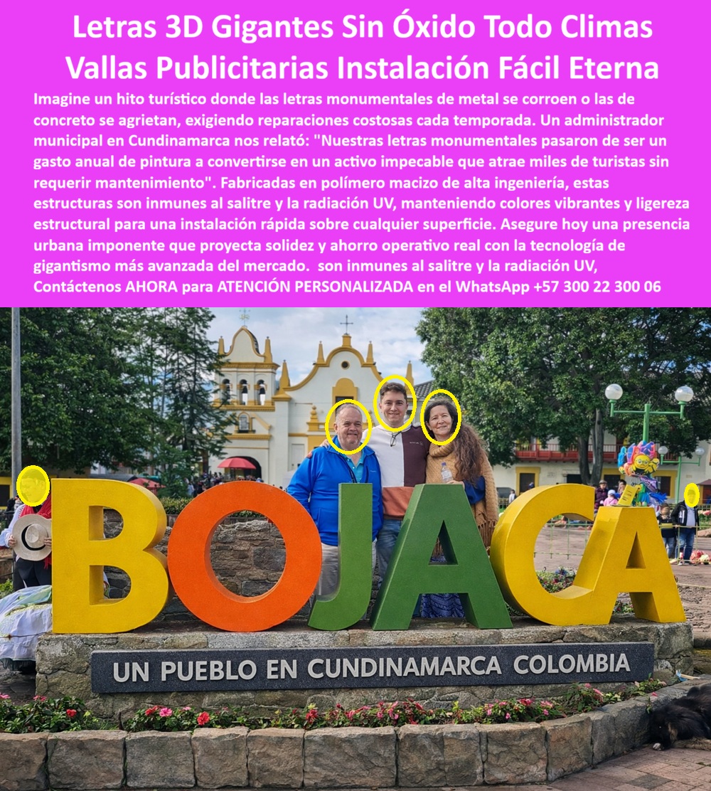 Letreros Gigantes Cnc Formas Y Figuras 3d Letras Monumentales Maderplast Letras 3D Gigantes Sin Óxido Ligeras Todo Clima Vallas Publicitarias Grandes Anti Clima Letreros 3D Gigantes Instalación Fácil Eterna Señalización urbana Letreros Gigantes CNC Formas y Figuras 3D Letras Monumentales Maderplast – Letras 3D Gigantes Sin Óxido Ligeras Todo Clima, Vallas Publicitarias Grandes Anti Clima, Letreros 3D Gigantes Instalación Fácil Eterna, Señalización urbana  La imagen muestra un hito turístico instalado en plaza pública: letras monumentales volumétricas de gran formato, colores sólidos vibrantes, ancladas sobre base estructural, diseñadas para fotografía urbana y alto flujo peatonal. Este tipo de Señalización urbana no es decoración, es infraestructura de identidad territorial que debe resistir sol permanente, lluvia constante, humedad, contaminación y uso intensivo sin perder color, forma ni estabilidad.  El problema técnico que enfrentan municipios y proyectos turísticos no es fabricar letras grandes, sino garantizar que no se conviertan en un gasto anual. El acero se oxida y requiere repintados periódicos, el concreto fisura con cambios térmicos, la pintura superficial se descascara y cada intervención implica andamios, cierres parciales y presupuesto adicional. Ese ciclo repetitivo eleva el costo total de propiedad y deteriora la imagen institucional. Lo barato termina siendo estructuralmente costoso.  Los Letreros Gigantes CNC Formas y Figuras 3D Letras Monumentales Maderplast – Letras 3D Gigantes Sin Óxido Ligeras Todo Clima se fabrican mediante corte CNC de precisión en polímero estructural macizo de alta densidad, con estabilidad dimensional controlada y resistencia comprobada frente a radiación UV y humedad continua. No existe corrosión, no hay oxidación galvánica y el color integrado en masa evita descascamiento superficial. Esto reduce intervenciones correctivas y permite mantener estética constante durante décadas, convirtiendo el proyecto en activo fijo y no en pasivo presupuestal.  Las vallas publicitarias grandes resistentes y los letreros monumentales para turismo desarrollados por Maderplast se diseñan considerando carga de viento, tipo de soporte y sistema de anclaje mecánico específico, ya sea con pernos de expansión o anclajes químicos certificados según sustrato. La menor densidad relativa frente a acero o concreto reduce carga muerta y facilita instalación en plazas, glorietas y fachadas. Los Letreros 3D instalación fácil no son improvisación, son ingeniería aplicada a la Señalética tridimensional urbana.  Un aspecto crítico en espacios públicos es el vandalismo y el hurto. El material no tiene valor de chatarra y su superficie permite limpieza sin comprometer integridad estructural. Las Letras volumétricas fachada exterior se fabrican como piezas sólidas, lo que mejora comportamiento ante impactos leves y garantiza Señalización urbana inalterable incluso en entornos de alto tránsito.  Desde el enfoque financiero, la decisión debe evaluarse en términos de TCO. Avisos gigantes ciudad duraderos, Avisos gran formato anti deterioro y Letras monumentales imagen turística en polímero estructural eliminan ciclos de pintura, reducen reposiciones y estabilizan el presupuesto operativo. Por eso afirmamos con sustento técnico que los productos Maderplast son tan buenos que los demás, ni regalados; cuando se calculan costos ocultos, mantenimiento y riesgo operativo, la alternativa barata deja de ser una opción racional.  Para eliminar cualquier incertidumbre técnica, Maderplast entrega ficha técnica descargable en PDF con dimensiones, espesores, recomendaciones de anclaje y tolerancias; certificado o prueba de laboratorio con fecha y entidad que valida desempeño frente a radiación UV y exposición exterior; y soporte directo de ingeniería para revisión de planos, renders y especificación en obra. Además, puede solicitar cotización formal, modelado 3D, prototipos, producción en serie y fabricación a medida según identidad territorial.  Si su proyecto requiere Figuras 3D termoplásticas personalizadas, publicidad exterior baja huella e Identidad urbana durabilidad extrema con respaldo documental verificable, solicite ahora la ficha técnica PDF, el certificado de prueba y una cotización personalizada. Con información técnica clara, la decisión deja de ser una apuesta estética y se convierte en una inversión pública responsable.  Contáctenos para asesoría técnica directa y cotización al WhatsApp +57 300 22 300 06.