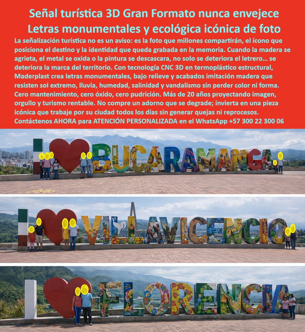 Señalización Turística Cartes Señales Bajo Relieve Avisos CNC 3D Maderplast Señales Ecológicas CNC 3D Imitación Madera Para Turismo Avisos Informativos CNC 3D Madera Para Ecoturismo Avisos Grabados CNC 3D Imitación Madera Señal Señalización Turística Cartes Señales Bajo Relieve Avisos CNC 3D Maderplast - Señales Ecológicas CNC 3D Imitación Madera Para Turismo, Avisos Informativos CNC 3D Madera Para Ecoturismo, Avisos Grabados CNC 3D Imitación Madera Señal  La imagen muestra letras monumentales tridimensionales instaladas en miradores turísticos y plazas principales, con acabado artístico de alto impacto visual, diseñadas para convertirse en el ícono fotográfico del destino. Estas estructuras no son simples avisos, son piezas de identidad territorial que deben soportar sol extremo, lluvia permanente, humedad ambiental, radiación UV, contaminación y uso masivo sin perder color, forma ni presencia.  El problema técnico de la señalización turística tradicional es su envejecimiento acelerado. La madera natural se agrieta y se pudre en senderos ecológicos, el metal se oxida, la pintura se descascara y cada temporada exige mantenimiento correctivo que afecta presupuesto y reputación. Cuando un letrero se deteriora, no solo falla el material, falla la imagen del territorio. Ese ciclo repetitivo incrementa el costo total de propiedad y genera reprocesos constantes.  La Señalización Turística Cartes Señales Bajo Relieve Avisos CNC 3D Maderplast se fabrica en polímero estructural de ingeniería mediante tecnología de corte tridimensional de alta precisión. Las Señales Ecológicas CNC 3D Imitación Madera Para Turismo reproducen la textura y estética rústica sin heredar los problemas de la madera orgánica. Son inoxidables, inmunes a hongos, resistentes a humedad permanente y estables frente a radiación UV intensa. El color y acabado están integrados en el material, evitando descascamientos superficiales y reduciendo mantenimiento prácticamente a limpieza básica.  Desde el punto de vista estructural, los Avisos Informativos CNC 3D Madera Para Ecoturismo ofrecen estabilidad dimensional controlada, menor peso relativo frente a concreto y facilidad de instalación con anclajes mecánicos calculados según soporte y condiciones de viento. Esto permite implementación en parques naturales, senderos, fachadas y miradores sin sobredimensionar cimentaciones ni generar riesgos de desprendimiento.  Los Avisos Grabados CNC 3D Imitación Madera Señal se diseñan como piezas sólidas, no láminas frágiles, lo que mejora comportamiento ante impactos leves y vandalismo. Además, el material no tiene valor de chatarra, reduciendo el riesgo de hurto. En proyectos de Señalética monumental exterior duradera y Señalización urbana gran formato, esto se traduce en menor gasto operativo y mayor continuidad estética.  Cuando un ingeniero o director de turismo evalúa alternativas, la decisión debe sustentarse en datos verificables. Maderplast entrega ficha técnica descargable en PDF con espesores, sistemas de anclaje y tolerancias; certificado o prueba de laboratorio con fecha y entidad que valida comportamiento frente a exposición UV y condiciones exteriores; y soporte directo de ingeniería para revisión de planos y especificación en obra. Esa documentación elimina incertidumbre técnica y permite justificar la inversión con respaldo real.  Las Letras 3D gigantes sin óxido, las Figuras 3D resistentes intemperie y las Vallas publicitarias grandes ecológicas desarrolladas por Maderplast minimizan el mantenimiento operativo y maximizan la vida útil. En términos financieros, esto significa menor TCO, menos intervenciones correctivas y una Identidad visual durabilidad extrema que proyecta orgullo territorial durante décadas. Por eso afirmamos con criterio técnico que los productos Maderplast son tan buenos que los demás, ni regalados; cuando se calculan costos ocultos, reposiciones y deterioro de imagen, la diferencia es evidente.  Si su proyecto requiere Letreros para parques tridimensionales, Señalética ecoturismo larga vida o Señalización turística bajo relieve con estética natural e ingeniería real, solicite ahora cotización formal, render 3D personalizado, prototipo si es necesario y la ficha técnica PDF con respaldo documental. Con información técnica clara, la decisión deja de ser una apuesta estética y se convierte en una inversión segura.  Contáctenos para asesoría técnica personalizada al WhatsApp +57 300 22 300 06.