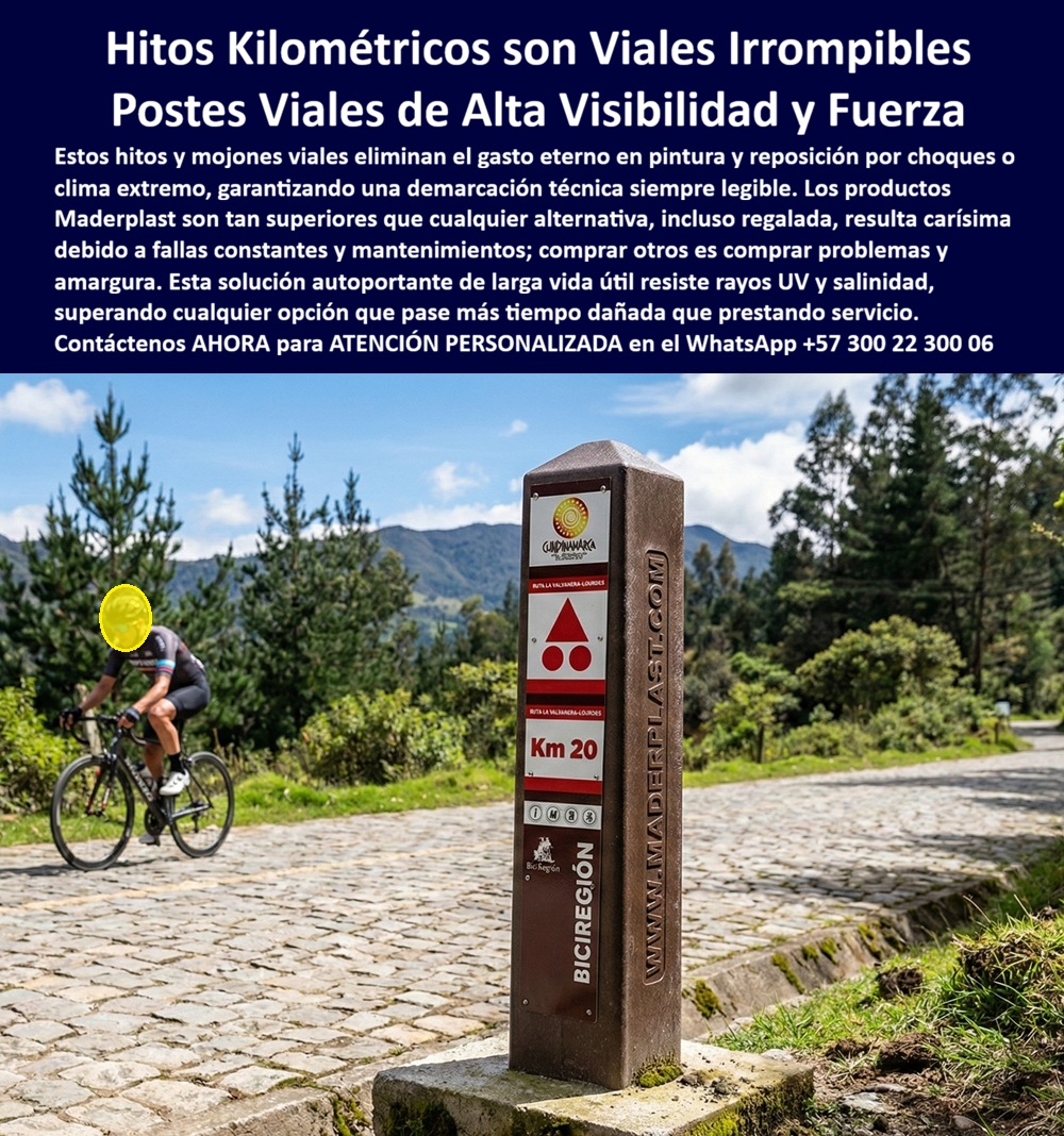 Señalética Kilométrica Señal Hitos Carretera Demarcación Vial Maderplast aviso Marcador Kilométrico Vial Resistente Clima Extremo Mojones Viales Irrompibles Alta Visibilidad Todo Clima Poste Kilométrico Vial Libre Mantenimientos En la imagen se observa una Señalética Kilométrica Señal Hitos Carretera Demarcación Vial Maderplast instalada en el borde de una vía rural pavimentada, en entorno montañoso con alta radiación solar, humedad constante y tránsito continuo. El poste prismático vertical, anclado sobre base de concreto, exhibe demarcación visible “Km 20” con contraste reglamentario y lectura inmediata. Este aviso Marcador Kilométrico Vial Resistente Clima Extremo no es un elemento decorativo; es infraestructura crítica de orientación y seguridad.  Los hitos tradicionales en acero pintado o concreto presentan fisuras, desprendimientos y corrosión en bases, obligando a repintes periódicos y reemplazos anticipados. Aquí la solución cambia el estándar: Mojones Viales Irrompibles Alta Visibilidad Todo Clima fabricados en polímero estructural reciclado con protección UV integrada, resistencia a humedad prolongada y estabilidad dimensional superior. El resultado es un Poste Kilométrico Vial Libre Mantenimientos, diseñado para permanecer operativo mientras otros pasan más tiempo en reparación que en servicio.  Este hito kilométrico vial resistente al clima soporta lluvia intensa, niebla, radiación UV y variaciones térmicas sin oxidarse ni perder color. Como mojón vial anticorrosión exterior, elimina el deterioro en bases metálicas y puntos de unión. El poste kilométrico sin mantenimiento reduce intervenciones correctivas y protege presupuestos de conservación vial. Cada marcador vial resistente UV permanente mantiene legibilidad técnica estable, condición indispensable en vías rurales y turísticas.  En proyectos de infraestructura pública, los hitos carretera larga vida útil no deben ser una compra reactiva sino una especificación estructural. Esta señalización vial rural anticorrosiva ofrece un desempeño predecible frente a ambientes de montaña. Los postes viales para montaña durable resistente impacto leve accidental sin fractura frágil. La demarcación kilométrica estructural conserva alineación y estabilidad mecánica. Incluso en zonas costeras, los mojones viales resistentes a la salinidad evitan la degradación química. Este poste vial reciclado de alta resistencia integra sostenibilidad y desempeño técnico. El hito vial libre repintes elimina el ciclo anual de pintura. Como marcador carretera bajo mantenimiento, reduce interrupciones operativas. La fabricación de hitos kilométricos institucionales bajo procesos industriales controlados garantiza tolerancias consistentes y repetibilidad. Los postes viales resistentes impacto leve responden con absorción estructural sin astillamientos. En conjunto, es una infraestructura vial anticorrosiva permanente.  EL TESTIMONIO QUE LO CONFIRMA: Ing. Fernando Salcedo, Director de Mantenimiento – Concesión Vial Regional: “Sustituimos hitos de concreto pintado y postes metálicos por soluciones Maderplast en copolímero estructural reciclado. Tras ciclos completos de lluvia y radiación intensa no hemos programado mantenimiento correctivo. La estabilidad estructural y permanencia del color redujeron costos y mejoran la confiabilidad de la demarcación.”  Cierre técnico para aprobación inmediata: la inversión inicial en Maderplast elimina el gasto recurrente en pintura, reparación de fisuras y reemplazos por corrosión. No se trata de adquirir un poste, sino de asegurar continuidad operativa, menor costo total de propiedad y respaldo técnico defendible en auditorías. Cuando una concesión o entidad pública específica demarcación kilométrica de alta durabilidad, Maderplast convierte el hito vial en un activo estructural estable, jurídicamente soportable y financieramente inteligente.