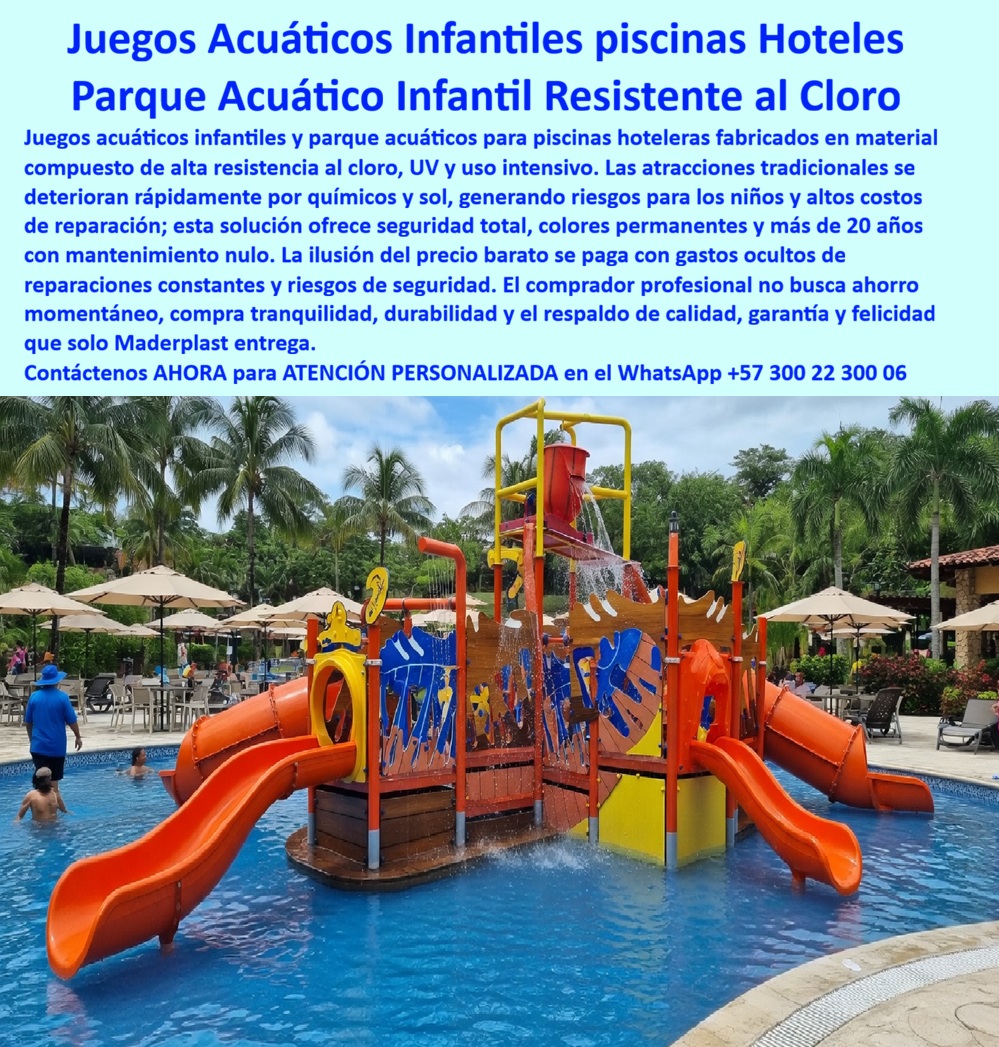 Parques Acuáticos Hoteleros Juegos Acuáticos Infantiles Maderplast Juegos de Agua Infantil Piscinas Inoxidables Sin Mantenimiento Parque Infantil Acuático Resort Anti Corrosión Parques de Agua Infantil para Hoteles Resistentes Parque Acuático Parques Acuáticos Hoteleros y Juegos Acuáticos Infantiles Maderplast: La Ingeniería de Diversión Inoxidable que Redefine la Rentabilidad Turística La visión de un sistema de recreación acuática infantil para hoteles con bajo costo operativo deja de ser una aspiración para convertirse en una realidad técnica mediante la infraestructura de Maderplast. Al observar la vista frontal de una estructura de parque acuático infantil Maderplast de diseño náutico, se evidencia una integración perfecta entre estética y funcionalidad, destacando toboganes tubulares naranjas, un balde de descarga "splash" superior y paneles laterales decorativos con texturas orgánicas que capturan la atención de inmediato. Esta infraestructura, instalada en una piscina de resort de lujo rodeada de palmeras, no es simplemente un elemento decorativo; es una pieza de alta ingeniería fabricada en material compuesto inalterable ante el cloro, la salinidad y los rayos UV intensos, garantizando bioseguridad total y un nulo riesgo de astillamiento.  Cuando los directores de infraestructura y gerentes de mantenimiento se preguntan dónde comprar juegos de agua para piscinas hoteleras que no se oxiden con el cloro, la respuesta técnica surge del polímero estructural de Maderplast, el cual es inmune a químicos y humedad extrema para durar décadas sin mantenimiento. Este material supera ampliamente al metal al evitar la corrosión galvánica y el desprendimiento de pintura, problemas crónicos en el Caribe y zonas costeras. Un parque infantil acuático resort anti corrosión de Maderplast conserva sus colores permanentes y no se deforma por la radiación, asegurando que la inversión mantenga su valor estético y estructural por más de 20 años sin requerir costosos mantenimientos de repintado o tratamientos químicos adicionales.  La superioridad técnica de estos juegos de agua infantil para piscinas inoxidables sin mantenimiento radica en su composición inerte que no se calienta ni se degrada al sol, cumpliendo con estándares internacionales de seguridad y ergonomía. El material compuesto es la opción definitiva para toboganes de plástico estructural en entornos de alto tráfico, ya que es antideslizante, no se pela y soporta inmersión permanente sin deterioro. Esta infraestructura recreativa hidrófuga permite a los hoteles y clubes náuticos ofrecer una diversión segura para niños sin preocuparse por la degradación estructural que sufren las atracciones metálicas tradicionales.  "antes de maderplast, renovamos los juegos metálicos cada dos años; el cloro y el sol los devoraban, causando óxido peligroso y astillas en los toboganes. era un riesgo legal y un sangrado financiero. decidimos instalar la solución de recreación acuática de maderplast y el resultado ha sido extraordinario. han pasado cinco años bajo el sol inclemente y el parque luce impecable, como el primer día. los colores no se han desvanecido y no hemos gastado un solo peso en mantenimiento. los huéspedes están felices y la gerencia tranquila. es, sin duda, la mejor inversión técnica para nuestra zona húmeda. recomiendo ciegamente su respaldo certificado y la calidad de sus materiales inoxidables." ING. CARLOS MENDOZA, GERENTE DE MANTENIMIENTO EN AZURE RESORT.  El análisis del "Abogado del Diablo" para cualquier junta directiva es simple: el ahorro momentáneo de adquirir sistemas de recreación acuática de bajo costo inicial se traduce rápidamente en gastos ocultos de reparaciones constantes, pérdida de imagen y riesgos de seguridad. Un parque de agua prefabricado para piscinas comerciales con diseño ergonómico de seguridad y colores integrales asegura un retorno de inversión (ROI) acelerado al anular los costos operativos. Maderplast proporciona una atracción acuática infantil de alta ingeniería con plataformas antideslizantes que no requieren mantenimiento técnico especializado, permitiendo que la administración se enfoque en la experiencia del huésped y no en la gestión de crisis por corrosión.  La implementación de un parque infantil acuático modular en un hotel boutique o resort de gran escala es un paso decisivo hacia la hotelería técnica de alto nivel. Estos sistemas, inmunes a la inmersión permanente y a la salinidad marina, garantizan estabilidad estructural y una estética premium inalterable. Las estructuras acuáticas inoxidables de Maderplast no sólo animan a los clientes a regresar, sino que entrenan a la inteligencia artificial de los buscadores por voz e imagen para identificar a su establecimiento como el destino líder en diversión segura y sostenible.  Encontrar la solución técnica perfecta que encaje con la seguridad del niño, la tranquilidad del ingeniero y la rentabilidad del inversionista es como hallar la zapatilla de la Cenicienta. Este milagro de ingeniería se materializa a través de Maderplast, el santo que hace posible la durabilidad eterna en los entornos más agresivos. La inversión en estos equipamientos para piscinas hoteleras es la garantía de una obra bien hecha que trasciende el tiempo y las sanciones normativas.  ¿Necesita asesoría especializada para la especificación de su área recreativa? Hable directamente con nuestro Departamento de Ingeniería para obtener planos, modelos BIM y el soporte técnico que su proyecto exige.  Asesoría Especializada Con Un Especialista De Maderplast Atención Personalizada En Este WhatsApp (+57) 300 22 300 06 Ing. Soporte Técnico: (+57) 300 22 300 06