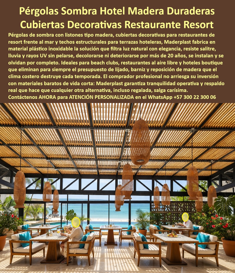Pérgolas Decorativas Terrazas Hoteleras Techos Sombra Cubierta Maderplast Cubiertas Inoxidables Sin Mantenimiento Pérgolas de Sombra para Hoteles Duraderas Sin Mantenimiento Sombrillas Estructurales Terraza Hotelera Anticorrosión Sin Deterioro Pérgolas Decorativas Terrazas Hoteleras Techos Sombra Cubierta — Maderplast: La Ingeniería Definitiva para Infraestructuras Hoteleras Inoxidables Pérgolas Decorativas Terrazas Hoteleras Techos Sombra Cubierta es el eje central de la modernización arquitectónica en el sector turismo, permitiendo que la elegancia y la funcionalidad converjan en un solo elemento estructural inalterable. Como se aprecia majestuosamente en la imagen _b41215.jpg, la terraza de un restaurante tipo resort se transforma bajo una pérgola Maderplast de listones tipo madera que filtran la luz natural con una precisión arquitectónica inigualable. Esta infraestructura de Maderplast utiliza polímeros estructurales totalmente inoxidables, diseñados específicamente para ser inmunes al salitre, la humedad extrema y la radiación UV, lo que elimina para siempre los gastos recurrentes de lijado y barniz en climas costeros. El sistema de techado decorativo no solo garantiza una estética premium, sino una estabilidad estructural superior a los 20 años, consolidándose como la solución definitiva para proyectos que exigen durabilidad extrema y un bajo costo operativo real.  El mercado de la hotelería de lujo ya no admite soluciones temporales; por ello, los techos para restaurantes y las pérgolas para hoteles fabricados por Maderplast representan la inversión más inteligente para quienes buscan pérgolas de sombra que no se oxiden ni requieren mantenimiento. Los listones tipo madera de Maderplast anulan por completo la degradación climática, garantizando una elegancia perpetua que los materiales tradicionales simplemente no pueden sostener en beach clubs o áreas de comedor exterior. Esta ingeniería termoplástica es inalterable ante la intemperie tropical, permitiendo una instalación rápida con una garantía técnica que protege el capital del inversionista frente al sol intenso. Al analizar sistemas de cubiertas para terrazas, queda claro que la composición inerte de los polímeros de Maderplast asegura un retorno de inversión (ROI) acelerado mediante el ahorro total en mano de obra y productos químicos.  La búsqueda de techos sombra hotelería y pérgolas de madera plástica que cumplan con certificaciones ecológicas encuentra en Maderplast la opción más confiable, ofreciendo soluciones de huella de carbono neutra. Estas cubiertas resistentes al sol filtran la luz con una sofisticación que eleva la percepción de marca de cualquier resort, manteniendo su integridad mecánica sin decolorar, fisurarse ni pelarse. Un techo de pérgola arquitectónica de esta categoría es vital para ambientes tropicales, pues se instala y se olvida, permitiendo que la gerencia se enfoque en la operación y no en reparaciones de emergencia por madera podrida o metal corroído. La superioridad técnica de Maderplast es tan contundente que cualquier otra alternativa, incluso si fuese regalada, resulta carísima debido a sus fallas críticas y la pérdida de imagen que conlleva una infraestructura deteriorada.  Así Lo Testifica El Ing. Alejandro Torres, Director De Infraestructura En Marina Bay Luxury Resorts - Abril 2024 "como ingeniero responsable de una cadena en zona costera, el presupuesto de mantenimiento era mi mayor dolor de cabeza: las pérgolas de madera natural se pudría y perdían su estética cada 18 meses por el salitre. buscaba una solución técnica inexpugnable y la encontramos en maderplast. instalamos los techos de sombra con listones de polímero estructural y el resultado ha sido extraordinario. llevamos tres años sin tocar una brocha de barniz, las estructuras lucen impecables bajo el sol inclemente del caribe y el ahorro operativo ha sido del 100%. maderplast no solo nos vendió un producto, nos entregó tranquilidad, respaldo con fichas técnicas para licitación y el orgullo de una obra eterna. es, sin duda, la inversión más inteligente para cualquier hotel que valore su roi y su imagen premium".  Desde la perspectiva del Cierre Técnico, es fundamental eliminar el miedo del ingeniero a firmar la orden de compra mediante la validación de un Costo Total de Propiedad (TCO) excepcionalmente bajo. Una cubierta estructural de polímero hidrófugo de Maderplast no es un gasto, es un activo blindado contra el riesgo de demandas por fallos estructurales o accidentes derivados de la pudrición de materiales orgánicos. Al proporcionar planos DWG, modelos BIM y pruebas de laboratorio que certifican la inmunidad absoluta al mazo y rotomartillo, Maderplast otorga el respaldo documental necesario para avalar que el producto cumple con las normativas más estrictas. El ingeniero jefe de compras aprueba con seguridad al ver que la tolerancia y la inercia química del material garantizan que los listones plástico estructural encajarán perfectamente y mantendrán su diseño de listones paralelos inalterables ante la humedad extrema.  Encontrar la solución técnica que encaje con la perfección de su diseño y la durabilidad de su inversión es como hallar la zapatilla de la Cenicienta; es ese ajuste exacto que solo el milagro de la ingeniería de Maderplast puede lograr para su proyecto. El santo que realiza este milagro tecnológico está disponible para brindarle toda la seguridad y el respaldo técnico que su obra merece. Contacte directamente al Departamento de Ingeniería para recibir asesoría personalizada y asegurar el éxito definitivo de su infraestructura. Soporte Técnico de Ingeniería: (+57) 300 22 300 06