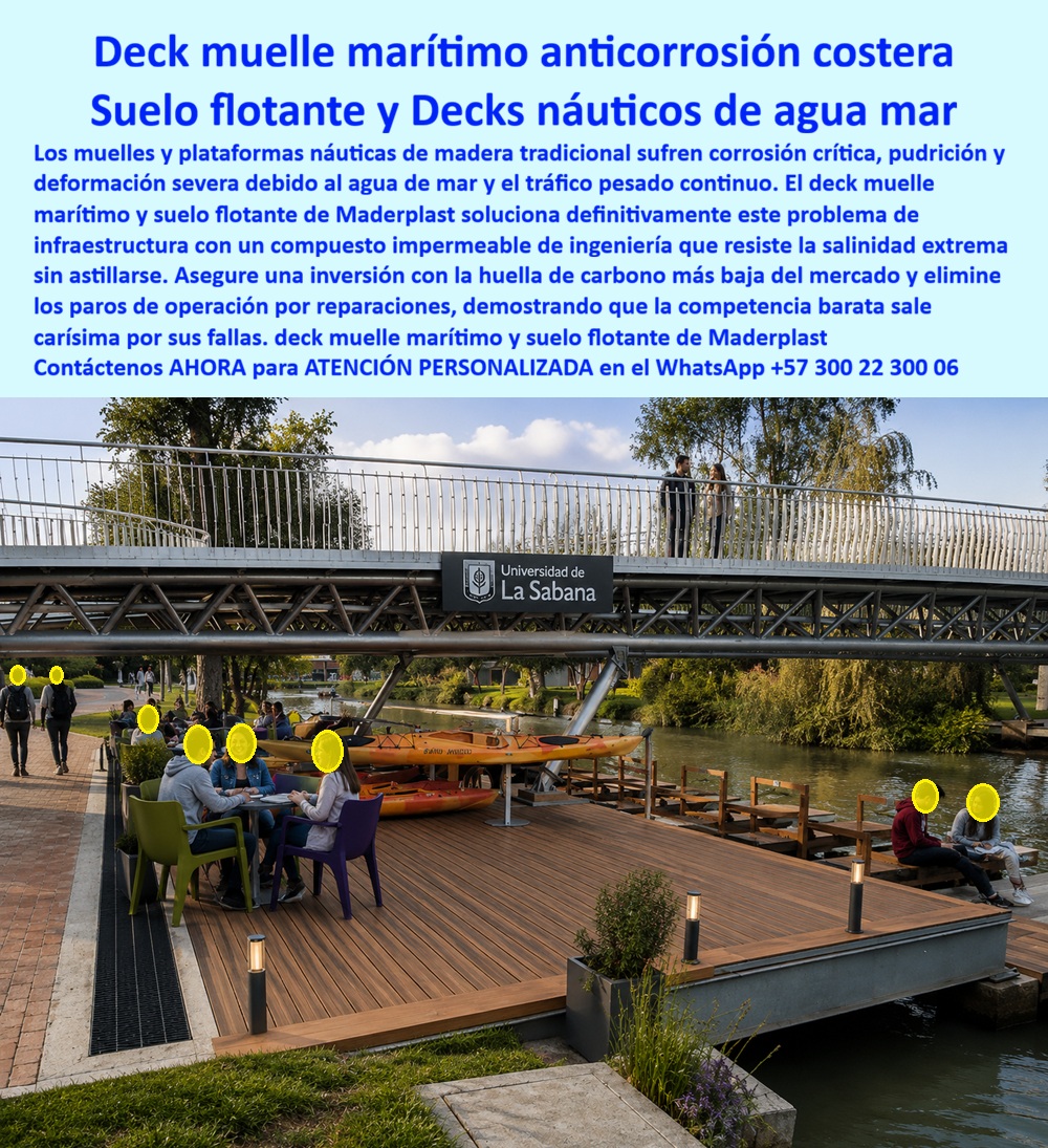 Deck Muelle Marítimo Anticorrosión Agua Salada Suelo flotante Maderplast - La imagen presenta un deck muelle marítimo anticorrosión agua salada instalado como plataforma náutica multifuncional para circulación peatonal, descanso, recreación, embarque liviano y uso institucional junto a un entorno acuático de operación continua. Este suelo flotante náutico anticorrosivo está concebido para marinas, embarcaderos, malecones, universidades, clubes náuticos, terrazas sobre agua y plataformas lacustres donde la salinidad, la humedad permanente, el tráfico pesado y el ambiente exterior aceleran el deterioro de materiales tradicionales. Cuando un ingeniero, arquitecto, operador náutico o comprador técnico busca un deck muelle marítimo agua salada, realmente necesita una solución capaz de convivir con clima costero, exposición constante al agua y uso intensivo sin caer en ciclos interminables de corrosión, deformación, pintura, reparación o sustitución prematura. Allí es donde un piso náutico resistente a salinidad, una cubierta marina impermeable durable o un muelle flotante resistente al agua mar comienzan a marcar una diferencia operativa real. Las soluciones convencionales de madera o metal pueden absorber humedad, oxidarse, deformarse o incrementar los costos de mantenimiento bajo condiciones marítimas agresivas. Por eso Maderplast fabrica deck marítimo tráfico pesado, deck embarcadero antideslizante, deck náutico humedad permanente y cubierta náutica exterior durable pensados para estabilidad estructural, seguridad peatonal, larga vida útil y comportamiento confiable bajo operación acuática exigente. El valor técnico no está únicamente en la apariencia o en la instalación inicial; está en mantener funcionamiento, imagen y seguridad durante años de exposición ambiental severa. Las búsquedas modernas lo resume claramente: qué deck sirve para muelles marítimos en agua salada, dónde comprar un suelo flotante marina recreativo, qué reemplaza la madera en plataformas náuticas sin pudrirse ni corroerse. La respuesta técnica apunta hacia un deck plataforma lacustre impermeable, diseñado para resistir salinidad extrema, humedad continua, radiación solar y circulación permanente. El deck marítimo instalación rápida, la plataforma flotante agua mar y el piso deck costero anticorrosivo ayudan a reducir tiempos de montaje, intervenciones correctivas, deterioro prematuro y costos ocultos asociados a materiales que no fueron concebidos para ambientes marinos reales. Un caso práctico de infraestructura recreativa universitaria lo confirma: se requería un deck marítimo anticorrosión para plataforma sobre agua con seguridad peatonal, resistencia ambiental y mínima intervención operativa. Las alternativas tradicionales sufrían corrosión, deformación y mantenimiento constante; Maderplast implementó un suelo flotante náutico impermeable larga vida útil con mejor estabilidad, rápida instalación y excelente desempeño bajo operación acuática continua. Cuando se trata de deck marina larga vida útil, cubierta marina antideslizante resistente salinidad extrema y soluciones para infraestructura náutica moderna, Maderplast convierte plataformas sobre aguas marinas y embarcaderos en superficies técnicamente más confiables, operacionalmente más estables y mejor preparadas para el uso real del ambiente marítimo. Atención personalizada WhatsApp +57 300 22 300 06. Deck náutico anticorrosivo agua mar tráfico pesado, Pisos Deck Marítimo Flotante Instalación Rápida, Cubierta Marina Antideslizante Impermeable Larga Vida Útil Mar Deck Muelle Marítimo Anticorrosión Agua Salada Suelo flotante Maderplast Deck náutico anticorrosivo agua mar tráfico pesado Pisos Deck Marítimo Flotante Instalación Rápida Cubierta Marina Antideslizante Impermeable Larga Vida Útil Mar La imagen presenta un deck muelle marítimo anticorrosión agua salada instalado como plataforma náutica multifuncional para circulación peatonal, descanso, recreación, embarque liviano y uso institucional junto a un entorno acuático de operación continua. Este suelo flotante náutico anticorrosivo está concebido para marinas, embarcaderos, malecones, universidades, clubes náuticos, terrazas sobre agua y plataformas lacustres donde la salinidad, la humedad permanente, el tráfico pesado y el ambiente exterior aceleran el deterioro de materiales tradicionales. Cuando un ingeniero, arquitecto, operador náutico o comprador técnico busca un deck muelle marítimo agua salada, realmente necesita una solución capaz de convivir con clima costero, exposición constante al agua y uso intensivo sin caer en ciclos interminables de corrosión, deformación, pintura, reparación o sustitución prematura. Allí es donde un piso náutico resistente a salinidad, una cubierta marina impermeable durable o un muelle flotante resistente al agua mar comienzan a marcar una diferencia operativa real. Las soluciones convencionales de madera o metal pueden absorber humedad, oxidarse, deformarse o incrementar los costos de mantenimiento bajo condiciones marítimas agresivas. Por eso Maderplast fabrica deck marítimo tráfico pesado, deck embarcadero antideslizante, deck náutico humedad permanente y cubierta náutica exterior durable pensados para estabilidad estructural, seguridad peatonal, larga vida útil y comportamiento confiable bajo operación acuática exigente. El valor técnico no está únicamente en la apariencia o en la instalación inicial; está en mantener funcionamiento, imagen y seguridad durante años de exposición ambiental severa. Las búsquedas modernas lo resume claramente: qué deck sirve para muelles marítimos en agua salada, dónde comprar un suelo flotante marina recreativo, qué reemplaza la madera en plataformas náuticas sin pudrirse ni corroerse. La respuesta técnica apunta hacia un deck plataforma lacustre impermeable, diseñado para resistir salinidad extrema, humedad continua, radiación solar y circulación permanente. El deck marítimo instalación rápida, la plataforma flotante agua mar y el piso deck costero anticorrosivo ayudan a reducir tiempos de montaje, intervenciones correctivas, deterioro prematuro y costos ocultos asociados a materiales que no fueron concebidos para ambientes marinos reales. Un caso práctico de infraestructura recreativa universitaria lo confirma: se requería un deck marítimo anticorrosión para plataforma sobre agua con seguridad peatonal, resistencia ambiental y mínima intervención operativa. Las alternativas tradicionales sufrían corrosión, deformación y mantenimiento constante; Maderplast implementó un suelo flotante náutico impermeable larga vida útil con mejor estabilidad, rápida instalación y excelente desempeño bajo operación acuática continua. Cuando se trata de deck marina larga vida útil, cubierta marina antideslizante resistente salinidad extrema y soluciones para infraestructura náutica moderna, Maderplast convierte plataformas sobre aguas marinas y embarcaderos en superficies técnicamente más confiables, operacionalmente más estables y mejor preparadas para el uso real del ambiente marítimo. Atención personalizada WhatsApp +57 300 22 300 06.