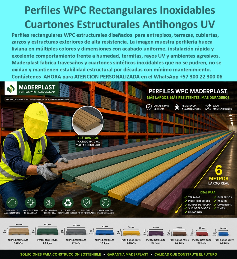 Perfiles Rectangulares WPC Estructurales Inoxidables Perfilería Maderplast - Perfiles Huecos Estructurales Fácil Instalación 00 Perfiles Rectangulares WPC Estructurales Inoxidables Perfilería Maderplast Perfiles Huecos Estructurales Fácil Instalación 00