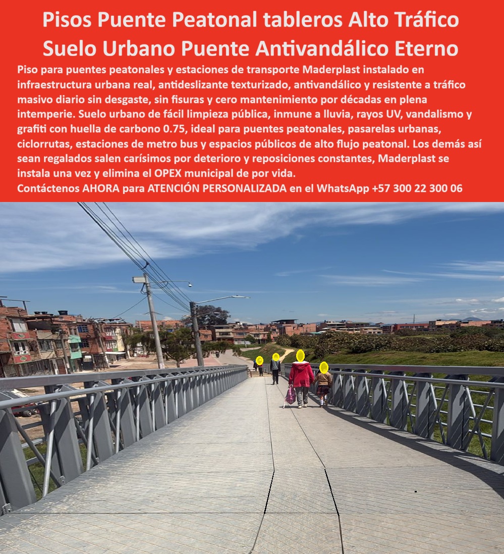 Pisos Deck Metro Bus Alto Tráfico Suelos Estaciones Transporte Maderplast - Esta imagen presenta caso éxito real de Pisos Deck Metro Bus Alto Tráfico Suelos Estaciones Transporte Maderplast — Suelo Estación Peatonal Antivandálico Fácil Limpieza Pública, Suelo Urbano Antivandálico Larga Vida Útil Exterior, Piso Peatonal Alto Tráfico Deck Piso WPC gris claro texturizado instalado en puente peatonal urbano real que conecta dos barrios con ocho mil cruces diarios, barandas metálicas a ambos lados, peatones transitando con total seguridad sobre superficie mojada y zona residencial urbana al fondo: esa infraestructura pública que soporta millones de pisadas anuales sin fisuras, sin desgaste visible y sin un solo peso invertido en mantenimiento municipal es exactamente lo que Maderplast fabrica, instala en horario nocturno sin cerrar el puente y garantiza con durabilidad superior a veinticinco años eliminando el OPEX municipal por décadas. El piso WPC puente peatonal urbano alto tráfico que muestra esta imagen es un suelo antivandálico de ingeniería con superficie antideslizante que funciona igual mojada que seca, inmune a grafiti que sale con agua y jabón sin dejar marca, resistente a radiación UV, lluvia permanente y desgaste por calzado urbano masivo porque su formulación de madera plástica WPC con huella de carbono de 0.75 no se fisura bajo carga peatonal concentrada, no acumula hongos ni mugre y no requiere repintado, hidrolavado especializado ni reposición de tableros durante toda su vida útil. El suelo antivandálico para pasarela urbana pública, el piso para estación de transporte masivo metro bus y el tablero deck puente peatonal resistente desgaste eliminan el ciclo destructivo que el concreto con acabado liso impone en infraestructura peatonal: superficie resbalosa con lluvia que genera accidentes de peatones, graffiti acumulado que exige limpieza con hidrolavadora y repintado cada tres meses, y un OPEX anual de mantenimiento que supera los dieciocho millones de pesos por un solo puente, multiplicado por cada estructura del plan de movilidad urbana. Así lo certifica el Ing. Óscar Pinzón, Director de Infraestructura Vial de la Secretaría de Movilidad Municipal, quien en agosto de 2023 instaló doscientos cuarenta metros cuadrados de tablero de piso WPC Maderplast en el puente peatonal: después de veintidós meses con tráfico masivo diario, temporada de lluvias completa y dos intentos de graffiti que salieron con agua y jabón sin dejar marca, el resultado es cero fisuras, cero desgaste visible, cero repintado y un OPEX de mantenimiento que bajó literalmente a cero, mientras la instalación se completó en cinco noches sin cerrar el puente y la interventoría aprobó incluir estos pisos como especificación estándar en los próximos cuatro puentes del plan de movilidad. El suelo WPC para ciclo ruta y sendero peatonal urbano, el piso antideslizante para puente peatonal lluvia, el suelo urbano plástico sin mantenimiento municipal, el piso WPC para infraestructura peatonal de ciudad, el tablero puente peatonal resistente vandalismo grafiti, el suelo para estación transporte público sin reposiciones, el piso plástico para espacio público alto flujo peatonal, el deck urbano para pasarela y puente elevado peatonal, el suelo WPC para proyecto de movilidad urbana, el piso para andén y plataforma de estación transporte y el tablero antivandálico para puente peatonal licitación pública son variantes del mismo sistema constructivo fabricado con procesos industriales controlados, experiencia comprobada en plásticos técnicos y capacidad de producción en serie en Colombia para entidades públicas, concesionarios de transporte y constructores de infraestructura urbana. Los materiales convencionales resultan carísimos incluso regalados por sus reposiciones constantes, repintados trimestrales, accidentes por superficie resbalosa y deterioro que consume presupuesto público sin solución definitiva. Las pruebas de resistencia a abrasión y carga peatonal están documentadas en video en youtube.com/@maderplasSA con fichas técnicas descargables para expedientes de contratación pública. Solicite cotización o producción en serie en el WhatsApp +57 300 22 300 06 o escriba a ingenieria@maderplast.co, porque Maderplast se instala una vez y elimina el OPEX municipal de por vida. Puente Peatonal, Suelo Estación Peatonal Antivandálico Fácil Limpieza Pública, Suelo Urbano Antivandálico Larga Vida Útil Exterior, Piso peatonal alto tráfico Deck Pisos Deck Metro Bus Alto Tráfico Suelos Estaciones Transporte Maderplast Puente Peatonal Suelo Estación Peatonal Antivandálico Fácil Limpieza Pública Suelo Urbano Antivandálico Larga Vida Útil Exterior Piso peatonal alto tráfico Deck Esta imagen presenta caso éxito real de Pisos Deck Metro Bus Alto Tráfico Suelos Estaciones Transporte Maderplast — Suelo Estación Peatonal Antivandálico Fácil Limpieza Pública, Suelo Urbano Antivandálico Larga Vida Útil Exterior, Piso Peatonal Alto Tráfico Deck Piso WPC gris claro texturizado instalado en puente peatonal urbano real que conecta dos barrios con ocho mil cruces diarios, barandas metálicas a ambos lados, peatones transitando con total seguridad sobre superficie mojada y zona residencial urbana al fondo: esa infraestructura pública que soporta millones de pisadas anuales sin fisuras, sin desgaste visible y sin un solo peso invertido en mantenimiento municipal es exactamente lo que Maderplast fabrica, instala en horario nocturno sin cerrar el puente y garantiza con durabilidad superior a veinticinco años eliminando el OPEX municipal por décadas. El piso WPC puente peatonal urbano alto tráfico que muestra esta imagen es un suelo antivandálico de ingeniería con superficie antideslizante que funciona igual mojada que seca, inmune a grafiti que sale con agua y jabón sin dejar marca, resistente a radiación UV, lluvia permanente y desgaste por calzado urbano masivo porque su formulación de madera plástica WPC con huella de carbono de 0.75 no se fisura bajo carga peatonal concentrada, no acumula hongos ni mugre y no requiere repintado, hidrolavado especializado ni reposición de tableros durante toda su vida útil. El suelo antivandálico para pasarela urbana pública, el piso para estación de transporte masivo metro bus y el tablero deck puente peatonal resistente desgaste eliminan el ciclo destructivo que el concreto con acabado liso impone en infraestructura peatonal: superficie resbalosa con lluvia que genera accidentes de peatones, graffiti acumulado que exige limpieza con hidrolavadora y repintado cada tres meses, y un OPEX anual de mantenimiento que supera los dieciocho millones de pesos por un solo puente, multiplicado por cada estructura del plan de movilidad urbana. Así lo certifica el Ing. Óscar Pinzón, Director de Infraestructura Vial de la Secretaría de Movilidad Municipal, quien en agosto de 2023 instaló doscientos cuarenta metros cuadrados de tablero de piso WPC Maderplast en el puente peatonal: después de veintidós meses con tráfico masivo diario, temporada de lluvias completa y dos intentos de graffiti que salieron con agua y jabón sin dejar marca, el resultado es cero fisuras, cero desgaste visible, cero repintado y un OPEX de mantenimiento que bajó literalmente a cero, mientras la instalación se completó en cinco noches sin cerrar el puente y la interventoría aprobó incluir estos pisos como especificación estándar en los próximos cuatro puentes del plan de movilidad. El suelo WPC para ciclo ruta y sendero peatonal urbano, el piso antideslizante para puente peatonal lluvia, el suelo urbano plástico sin mantenimiento municipal, el piso WPC para infraestructura peatonal de ciudad, el tablero puente peatonal resistente vandalismo grafiti, el suelo para estación transporte público sin reposiciones, el piso plástico para espacio público alto flujo peatonal, el deck urbano para pasarela y puente elevado peatonal, el suelo WPC para proyecto de movilidad urbana, el piso para andén y plataforma de estación transporte y el tablero antivandálico para puente peatonal licitación pública son variantes del mismo sistema constructivo fabricado con procesos industriales controlados, experiencia comprobada en plásticos técnicos y capacidad de producción en serie en Colombia para entidades públicas, concesionarios de transporte y constructores de infraestructura urbana. Los materiales convencionales resultan carísimos incluso regalados por sus reposiciones constantes, repintados trimestrales, accidentes por superficie resbalosa y deterioro que consume presupuesto público sin solución definitiva. Las pruebas de resistencia a abrasión y carga peatonal están documentadas en video en youtube.com/@maderplasSA con fichas técnicas descargables para expedientes de contratación pública. Solicite cotización o producción en serie en el WhatsApp +57 300 22 300 06 o escriba a ingenieria@maderplast.co, porque Maderplast se instala una vez y elimina el OPEX municipal de por vida.