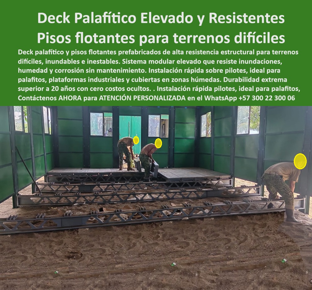 Pisos Flotantes Palafíticos Instalación Pilotes Suelos Difíciles Maderplast - Esta imagen presenta caso éxito real de Los pisos flotantes palafíticos para terrenos difíciles, inundables e inestables representan una solución de ingeniería orientada a uno de los escenarios constructivos más complejos: construir superficies funcionales, seguras y durables donde el terreno convencional deja de ser confiable. La imagen muestra un sistema de deck elevado prefabricado sobre pilotes, concebido para plataformas técnicas, infraestructura rural, campamentos, industrias, zonas húmedas, terrenos blandos, áreas inundables y proyectos donde la humedad, los asentamientos diferenciales o la inestabilidad del suelo hacen inviable una solución tradicional. Cuando un proyecto debe construirse sobre barro, zonas anegadas, suelos saturados, humedales, áreas rurales, laderas blandas, rellenos heterogéneos o terrenos con riesgo de inundación, aparecen preguntas técnicas inevitables: ¿qué piso sirve para terrenos inundables y suelos inestables?, ¿dónde comprar pisos flotantes prefabricados sobre pilotes?, ¿qué alternativa reemplaza pisos tradicionales en ambientes húmedos y de difícil cimentación? La respuesta requiere sistemas capaces de trabajar por elevación estructural y no depender exclusivamente de la estabilidad superficial del terreno. Los pisos flotantes palafíticos instalación pilotes, los decks palafitos para terrenos difíciles, los suelos elevados prefabricados inundables y los sistemas modulares para zonas húmedas han sido desarrollados precisamente para operar en este tipo de condiciones. En lugar de quedar expuestos directamente al agua, al barro, a la humedad permanente o a la degradación del terreno, estos sistemas utilizan una configuración elevada que permite desacoplar la superficie funcional del comportamiento impredecible del suelo natural. En infraestructura rural, minería, agroindustria, vivienda modular, proyectos ambientales, plataformas industriales, campamentos, zonas costeras, pasos técnicos o instalaciones sobre suelos blandos, el desafío no es únicamente soportar carga; también es reducir tiempos de instalación, simplificar logística constructiva y minimizar mantenimiento posterior. Un deck estructural sobre pilotes, una plataforma elevada de instalación rápida, un piso elevado de alta resistencia o un sistema elevado prefabricado exterior puede significar menor complejidad constructiva, menos excavaciones, menor afectación del terreno y mayor continuidad operativa. Desde la perspectiva del Costo Total de Propiedad (TCO), las soluciones tradicionales suelen generar sobrecostos por humedad, corrosión, deformaciones, mantenimiento recurrente, fallas prematuras o intervenciones correctivas en ambientes agresivos. Por ello, un deck resistente a inundación y humedad, un piso palafítico de larga duración, un deck anticorrosivo para terrenos húmedos o una solución estructural para suelos difíciles debe evaluarse por su desempeño acumulado durante años de operación y no solamente por el costo inicial de instalación. Un proyecto de infraestructura en zona inundable ilustra claramente este panorama. Se necesitaban pisos palafíticos para terrenos difíciles, con instalación eficiente y comportamiento estructural confiable bajo humedad permanente y condiciones de suelo inestable. Las alternativas convencionales presentaban deterioro acelerado, complejidad constructiva y problemas de durabilidad. Maderplast implementó un deck elevado prefabricado sobre pilotes con excelente estabilidad estructural, mejor comportamiento ambiental y menor complejidad operativa en condiciones críticas de terreno. Para proyectos que requieren deck flotante terrenos blandos, plataformas industriales zonas inundables, suelo modular zonas húmedas, piso elevado prefabricado inundable, deck estructural alta resistencia o soluciones técnicas para construcción sobre ambientes difíciles, Maderplast fabrica sistemas diseñados para combinar ingeniería estructural, resistencia ambiental, instalación eficiente y larga vida útil en aplicaciones industriales, rurales, arquitectónicas y de infraestructura especializada. Atención personalizada WhatsApp +57 300 22 300 06. Revestimiento sintético indestructible libre mantenimiento, Deck Palafito Terrenos Difíciles Resistente Inundación Suelo Elevado Prefabricado Terrenos Inestables Pisos Flotantes Palafíticos Instalación Pilotes Suelos Difíciles Maderplast Revestimiento sintético indestructible libre mantenimiento Deck Palafito Terrenos Difíciles Resistente Inundación Suelo Elevado Prefabricado Terrenos Inestables Esta imagen presenta caso éxito real de Los pisos flotantes palafíticos para terrenos difíciles, inundables e inestables representan una solución de ingeniería orientada a uno de los escenarios constructivos más complejos: construir superficies funcionales, seguras y durables donde el terreno convencional deja de ser confiable. La imagen muestra un sistema de deck elevado prefabricado sobre pilotes, concebido para plataformas técnicas, infraestructura rural, campamentos, industrias, zonas húmedas, terrenos blandos, áreas inundables y proyectos donde la humedad, los asentamientos diferenciales o la inestabilidad del suelo hacen inviable una solución tradicional. Cuando un proyecto debe construirse sobre barro, zonas anegadas, suelos saturados, humedales, áreas rurales, laderas blandas, rellenos heterogéneos o terrenos con riesgo de inundación, aparecen preguntas técnicas inevitables: ¿qué piso sirve para terrenos inundables y suelos inestables?, ¿dónde comprar pisos flotantes prefabricados sobre pilotes?, ¿qué alternativa reemplaza pisos tradicionales en ambientes húmedos y de difícil cimentación? La respuesta requiere sistemas capaces de trabajar por elevación estructural y no depender exclusivamente de la estabilidad superficial del terreno. Los pisos flotantes palafíticos instalación pilotes, los decks palafitos para terrenos difíciles, los suelos elevados prefabricados inundables y los sistemas modulares para zonas húmedas han sido desarrollados precisamente para operar en este tipo de condiciones. En lugar de quedar expuestos directamente al agua, al barro, a la humedad permanente o a la degradación del terreno, estos sistemas utilizan una configuración elevada que permite desacoplar la superficie funcional del comportamiento impredecible del suelo natural. En infraestructura rural, minería, agroindustria, vivienda modular, proyectos ambientales, plataformas industriales, campamentos, zonas costeras, pasos técnicos o instalaciones sobre suelos blandos, el desafío no es únicamente soportar carga; también es reducir tiempos de instalación, simplificar logística constructiva y minimizar mantenimiento posterior. Un deck estructural sobre pilotes, una plataforma elevada de instalación rápida, un piso elevado de alta resistencia o un sistema elevado prefabricado exterior puede significar menor complejidad constructiva, menos excavaciones, menor afectación del terreno y mayor continuidad operativa. Desde la perspectiva del Costo Total de Propiedad (TCO), las soluciones tradicionales suelen generar sobrecostos por humedad, corrosión, deformaciones, mantenimiento recurrente, fallas prematuras o intervenciones correctivas en ambientes agresivos. Por ello, un deck resistente a inundación y humedad, un piso palafítico de larga duración, un deck anticorrosivo para terrenos húmedos o una solución estructural para suelos difíciles debe evaluarse por su desempeño acumulado durante años de operación y no solamente por el costo inicial de instalación. Un proyecto de infraestructura en zona inundable ilustra claramente este panorama. Se necesitaban pisos palafíticos para terrenos difíciles, con instalación eficiente y comportamiento estructural confiable bajo humedad permanente y condiciones de suelo inestable. Las alternativas convencionales presentaban deterioro acelerado, complejidad constructiva y problemas de durabilidad. Maderplast implementó un deck elevado prefabricado sobre pilotes con excelente estabilidad estructural, mejor comportamiento ambiental y menor complejidad operativa en condiciones críticas de terreno. Para proyectos que requieren deck flotante terrenos blandos, plataformas industriales zonas inundables, suelo modular zonas húmedas, piso elevado prefabricado inundable, deck estructural alta resistencia o soluciones técnicas para construcción sobre ambientes difíciles, Maderplast fabrica sistemas diseñados para combinar ingeniería estructural, resistencia ambiental, instalación eficiente y larga vida útil en aplicaciones industriales, rurales, arquitectónicas y de infraestructura especializada. Atención personalizada WhatsApp +57 300 22 300 06.