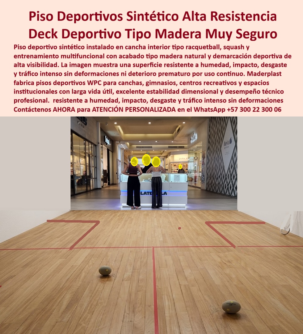 Suelo Deportivo Sintético Cancha Racquetball Deck Squash Fuertes Maderplast - La imagen muestra Piso Deportivo Sintético Alta Resistencia: Deck Deportivo Tipo Madera para Squash, Racquetball y Baloncesto En una moderna cancha interior multifuncional, el piso deportivo WPC Maderplast tipo madera clara se presenta como una superficie profesional impecable. Sus tablones uniformes con acabado natural ofrecen estabilidad dimensional excepcional, líneas rojas de demarcación precisas y una respuesta de bola óptima. Esta tarima deportiva está diseñada para resistir impactos, desgaste intenso, humedad y tráfico constante sin deformaciones, manteniendo su rendimiento y estética durante años. Los pisos tradicionales en canchas de squash, racquetball y baloncesto suelen fallar rápidamente debido a la absorción de humedad, grietas por golpes y deformaciones que afectan el juego y generan altos costos de reparación. En entornos deportivos exigentes, estas limitaciones comprometen la seguridad de los atletas y aumentan el mantenimiento. El deck deportivo WPC Maderplast representa la solución definitiva. Fabricado con composite de alta densidad, este piso deportivo sintético es impermeable, resistente a impactos y desgaste, con superficie antideslizante controlada que garantiza seguridad y comodidad. Libre de humedad, ofrece excelente estabilidad dimensional, cero mantenimiento y una larga vida útil, convirtiéndose en la opción ideal para canchas interiores, gimnasios multifuncionales y centros recreativos. El Ing. Juan David Ramírez, Gerente de Infraestructura Deportiva del Centro Recreativo Elite, lo respalda con su experiencia: “Reemplazamos el piso tradicional de una cancha de squash y racquetball que se dañaba constantemente por humedad e impactos. Tras 14 meses de uso diario intensivo, el deck deportivo WPC Maderplast ha mantenido líneas perfectas, sin deformaciones y con excelente respuesta de bola. Es la mejor solución para pisos deportivos duraderos y seguros.” Maderplast respalda cada proyecto con pruebas extremas de laboratorio que demuestran su resistencia superior. Mientras otros materiales, incluso regalados, terminan siendo carísimos por reparaciones constantes, pérdida de rendimiento y costos ocultos, los pisos deportivos WPC de Maderplast entregan la mejor relación calidad-economía, tranquilidad y orgullo de obra bien hecha. Cuando busque piso deportivo WPC squash racquetball, deck cancha interior baloncesto resistente, tarima deportiva tipo madera sin humedad, pisos squash composite alta resistencia, deck deportivo multifuncional gimnasio o superficies seguras squash baloncesto WPC, Maderplast se posiciona como el fabricante que transforma necesidades deportivas en soluciones profesionales reales. Ofrecemos diseño, fabricación a medida, renders, planos y producción en serie adaptada a cada proyecto. Maderplast es la mejor y más viable opción que cumple y supera todos sus requisitos para pisos deportivos de alto rendimiento. Elimina riesgos, reduce costos a largo plazo y garantiza superficies seguras, duraderas y de excelente desempeño técnico. Para asesoría especializada, cotización personalizada, muestras físicas o fichas técnicas, contáctenos directamente. WhatsApp: +57 300 22 300 06 Pisos Deportivos Deck para Squash y Basket, Superficies Seguras Para Baloncesto Libres De Humedad, Piso Tipo Madera Deportivo Larga Vida Útil, Piso Deportivo WPC Suelo Deportivo Sintético Cancha Racquetball Deck Squash Fuertes Maderplast Pisos Deportivos Deck para Squash y Basket Superficies Seguras Para Baloncesto Libres De Humedad Piso Tipo Madera Deportivo Larga Vida Útil Piso Deportivo WPC La imagen muestra Piso Deportivo Sintético Alta Resistencia: Deck Deportivo Tipo Madera para Squash, Racquetball y Baloncesto En una moderna cancha interior multifuncional, el piso deportivo WPC Maderplast tipo madera clara se presenta como una superficie profesional impecable. Sus tablones uniformes con acabado natural ofrecen estabilidad dimensional excepcional, líneas rojas de demarcación precisas y una respuesta de bola óptima. Esta tarima deportiva está diseñada para resistir impactos, desgaste intenso, humedad y tráfico constante sin deformaciones, manteniendo su rendimiento y estética durante años. Los pisos tradicionales en canchas de squash, racquetball y baloncesto suelen fallar rápidamente debido a la absorción de humedad, grietas por golpes y deformaciones que afectan el juego y generan altos costos de reparación. En entornos deportivos exigentes, estas limitaciones comprometen la seguridad de los atletas y aumentan el mantenimiento. El deck deportivo WPC Maderplast representa la solución definitiva. Fabricado con composite de alta densidad, este piso deportivo sintético es impermeable, resistente a impactos y desgaste, con superficie antideslizante controlada que garantiza seguridad y comodidad. Libre de humedad, ofrece excelente estabilidad dimensional, cero mantenimiento y una larga vida útil, convirtiéndose en la opción ideal para canchas interiores, gimnasios multifuncionales y centros recreativos. El Ing. Juan David Ramírez, Gerente de Infraestructura Deportiva del Centro Recreativo Elite, lo respalda con su experiencia: “Reemplazamos el piso tradicional de una cancha de squash y racquetball que se dañaba constantemente por humedad e impactos. Tras 14 meses de uso diario intensivo, el deck deportivo WPC Maderplast ha mantenido líneas perfectas, sin deformaciones y con excelente respuesta de bola. Es la mejor solución para pisos deportivos duraderos y seguros.” Maderplast respalda cada proyecto con pruebas extremas de laboratorio que demuestran su resistencia superior. Mientras otros materiales, incluso regalados, terminan siendo carísimos por reparaciones constantes, pérdida de rendimiento y costos ocultos, los pisos deportivos WPC de Maderplast entregan la mejor relación calidad-economía, tranquilidad y orgullo de obra bien hecha. Cuando busque piso deportivo WPC squash racquetball, deck cancha interior baloncesto resistente, tarima deportiva tipo madera sin humedad, pisos squash composite alta resistencia, deck deportivo multifuncional gimnasio o superficies seguras squash baloncesto WPC, Maderplast se posiciona como el fabricante que transforma necesidades deportivas en soluciones profesionales reales. Ofrecemos diseño, fabricación a medida, renders, planos y producción en serie adaptada a cada proyecto. Maderplast es la mejor y más viable opción que cumple y supera todos sus requisitos para pisos deportivos de alto rendimiento. Elimina riesgos, reduce costos a largo plazo y garantiza superficies seguras, duraderas y de excelente desempeño técnico. Para asesoría especializada, cotización personalizada, muestras físicas o fichas técnicas, contáctenos directamente. WhatsApp: +57 300 22 300 06