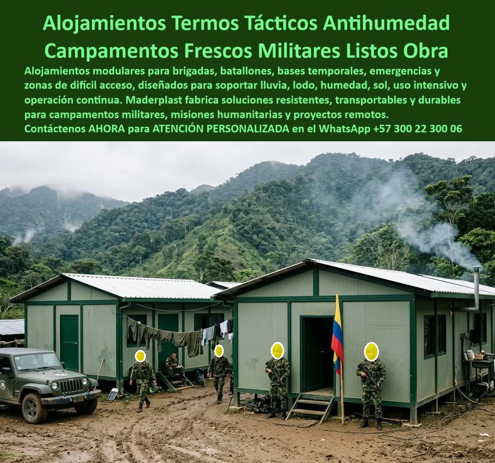 Alojamientos Brigadas Batallones Campamentos Militares Maderplast Campamentos De Emergencia Y Bases Temporales Con Protección Solar UV Infraestructura Militar Zonas De Difícil Acceso Misiones de emergencia Alojamientos Tácticos AA