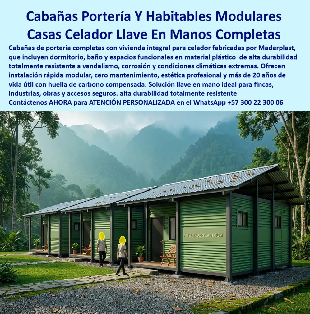Cabaña De Portería Completa Con Vivienda Casa Celador Maderplast Portería Habitable Completa Finca Modular Armada Modulo Habitacional Celador Con Vivienda Casa Modular Celadores Y Vigilantes Caseta De Vigilancia Con Dormitorio AA