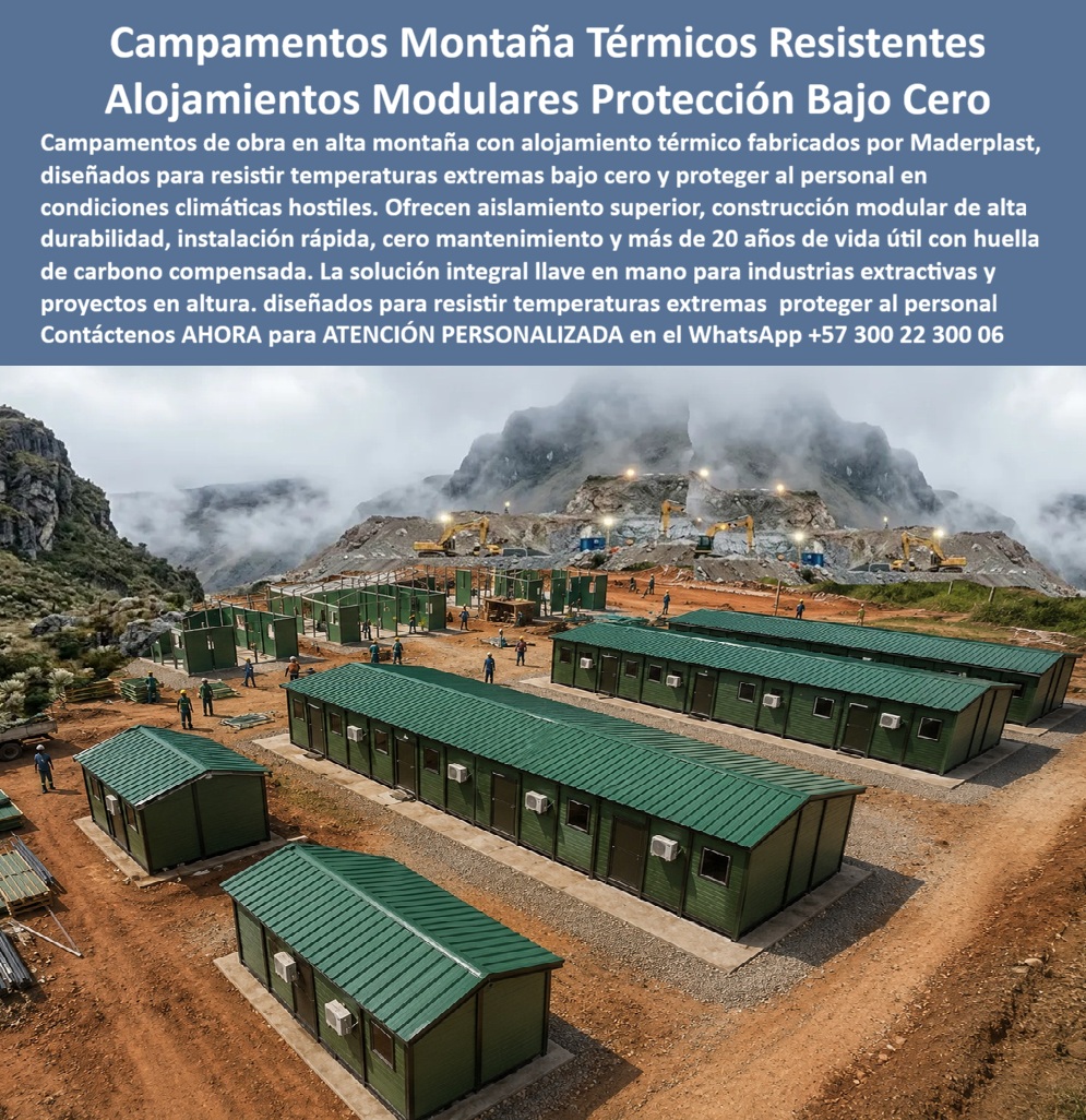 Campamento De Obra Alta Montaña Alojamiento Térmico Maderplast Campamento Modular Alta Montaña Resistente Temperaturas Extremas Campamento Industrial Bajo Cero Protección Total Del Personal Caseta Campamento Montañoso Térmico Fríos