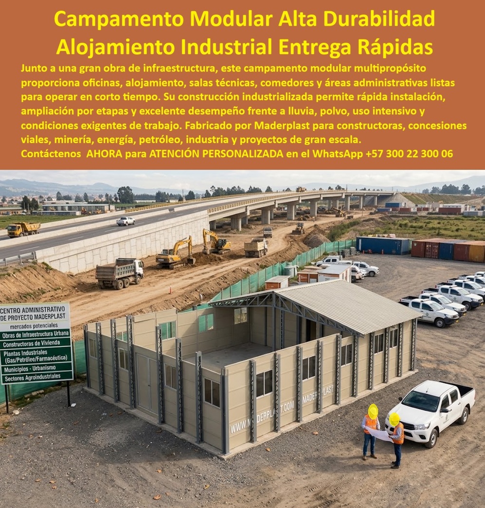 Campamento Multipropósito Modular Campamento De Obra Maderplast Alojamiento Modular Industrial Entrega Rápida Alta Durabilidad Campamento De Obra Resistente Clima Extremo Fácil Instalar Alojamiento Modular Industrial Entrega Rápida
