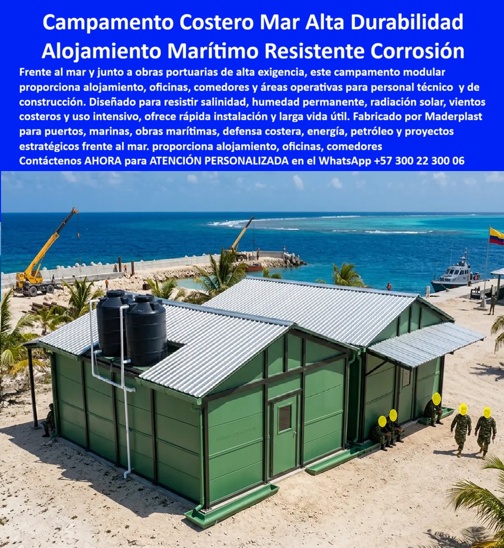 Campamento Obras Marítimas Campamentos Costeros Maderplast Campamento Costero Personal Operación Segura Campamento Costero Prefabricado Alta Durabilidad Frente Al Mar Modulo Campamento Costero Industrial Alta Resistencia Corrosión