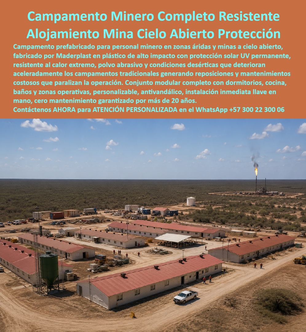 Campamento Prefabricado Personal Minero Campamento Maderplast Contenedores Alojamientos Industriales Con Proteccion Solar UV Campamento Minero Completo Modular Prefabricado Resistente Duradero Campamento Mina Cielo Abierto Modular A