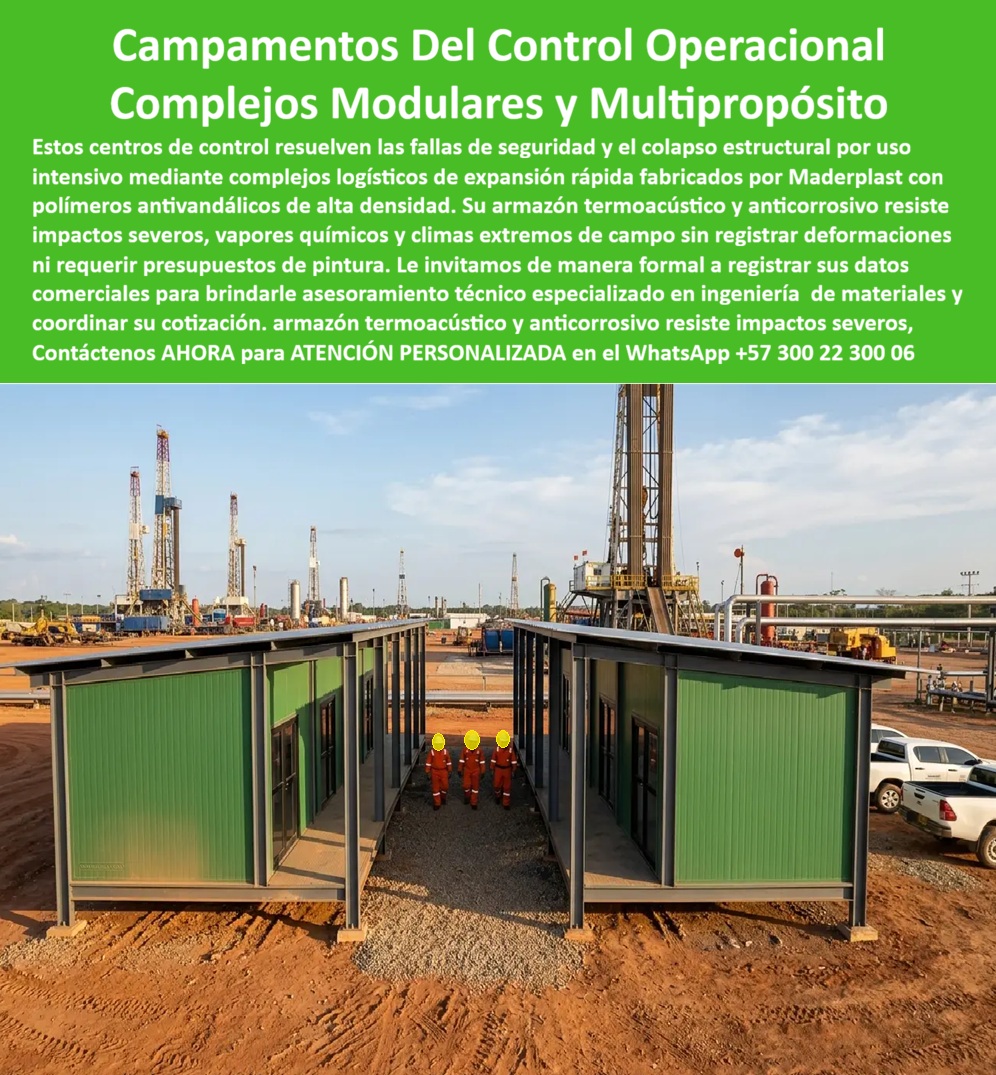 Campamento Principal Control Operaciones Caseta Obra Maderplast Caseta Vigilancia Penitenciaria Modular Resistente Impacto Campamento Industrial Multipropósito Resistente Uso Intensivo Complejo Modular Operaciones Expansión Rápidas