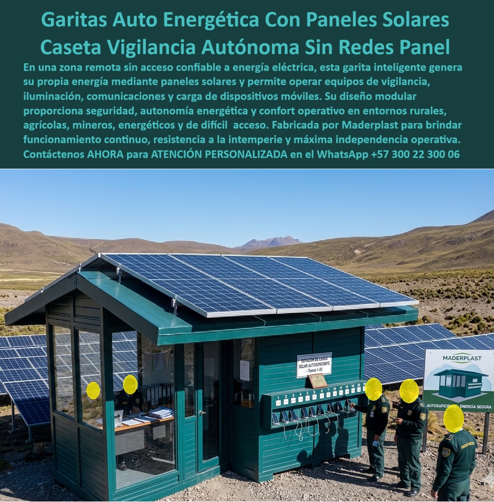 Caseta Celaduría Auto Energética Garita Puesto De Vigilancia Maderplast Caseta Garita Auto Energetica Con Cargador Celulares Confortable Garita Inteligente Zonas Sin Infraestructura Oficina Agropecuaria Con Paneles Solares Caseta Cel