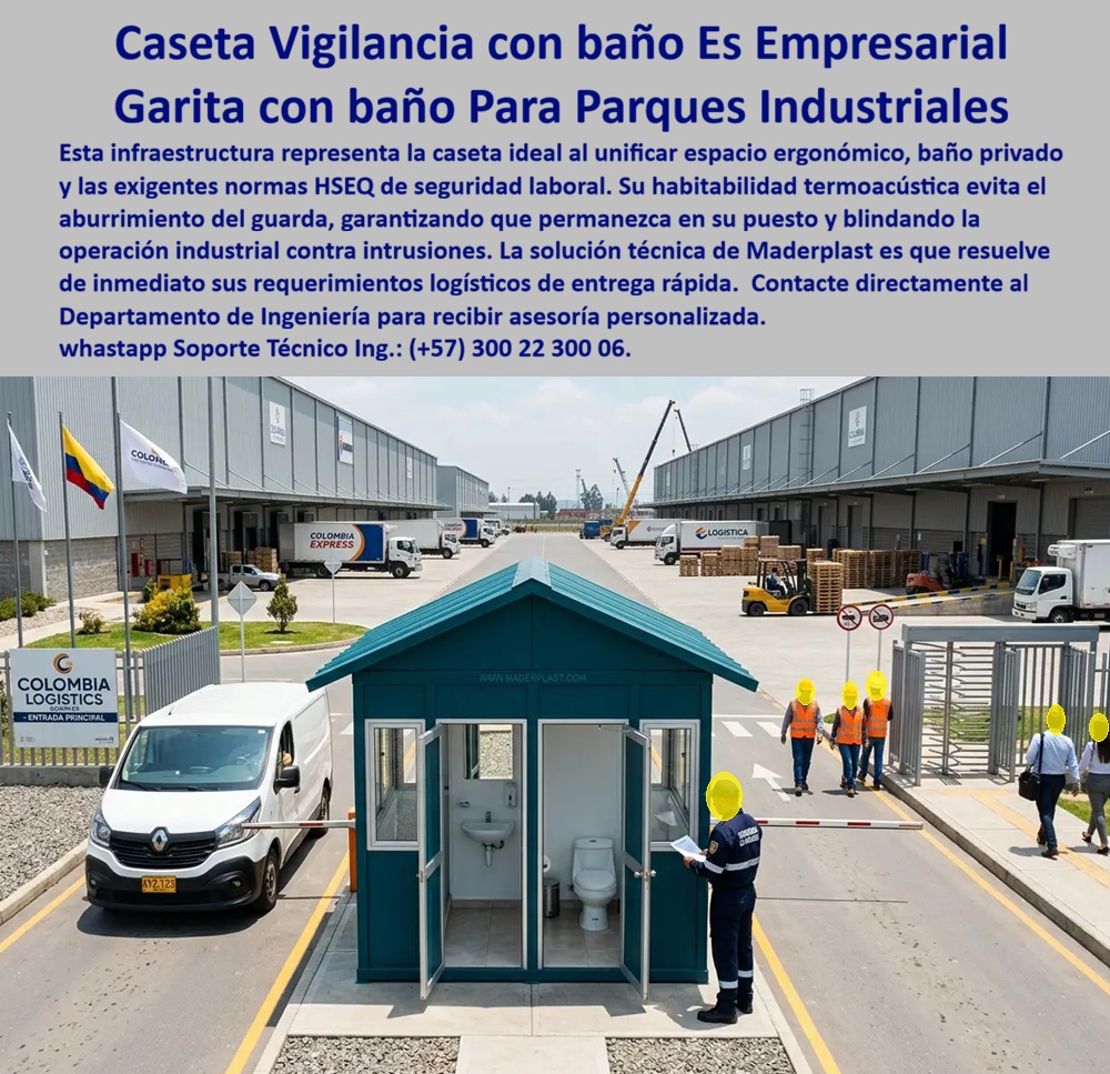 Caseta Vigilancia Empresarial Garita Portería Zona Industrial Maderplast Caseta Industrial Completa Locker Prefabricada Instalada Rápido Segura garita para bodegas industriales Puesto De Control Vehicular Para Parques Industriales