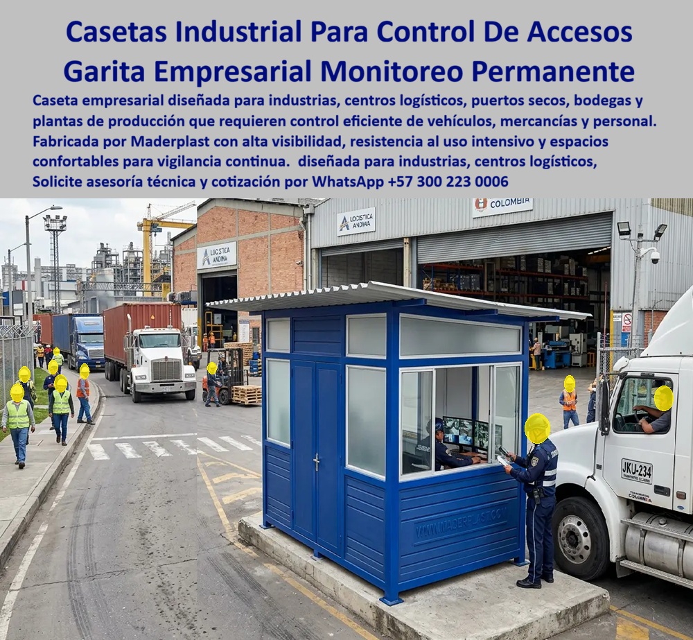 Caseta Vigilancia Empresarial Garita Portería Zona Industrial Maderplast Oficina Modular Para Control De Accesos Garita Industrial Con Baño Integrado Profesional Puesto Vigilancia Industrial Prefabricada Alta Seguridad Instalada A