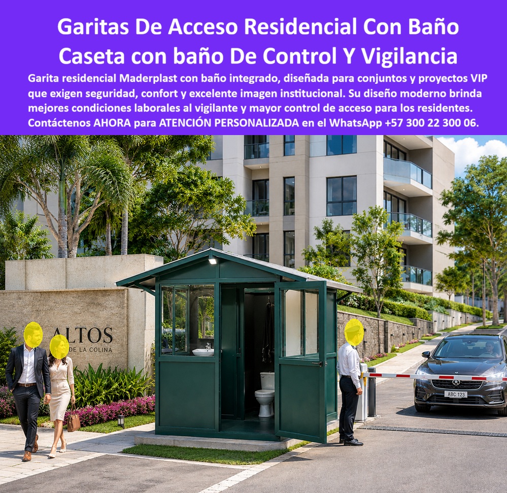 Garita De Acceso Conjuntos Elegantes Puesto De Vigilancia Maderplast Caseta Control Acceso Conjunto Moderno Resistente Impacto Puesto Control Acceso Conjunto VIP Prefabricado Instalado Llave En Mano Caseta De Acceso Residencial alto
