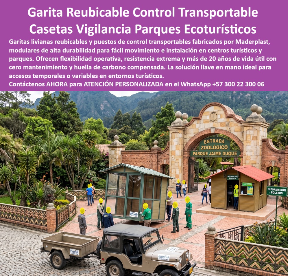 Garita Liviana Reubicable Puesto De Control Transportable Maderplast Garita Transportable Centros Turísticos Caseta Modular Parques Ecoturísticos Caseta Vigilancia Portátil Fácil Mover Instalar Durable Garantizada garita PP