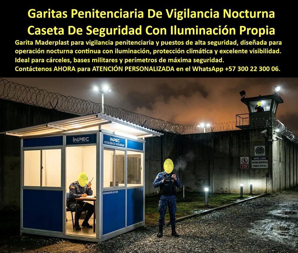 Garitas Blindadas De Seguridad Caseta Nocturna Con Luz Maderplast Caseta Garita Vigilancia Con Iluminacion Resistente Caseta Guardia Nocturna Prefabricada Antivandálica Con Luz Propia Exterior Garita Nocturna Penitenciaria Iluminada