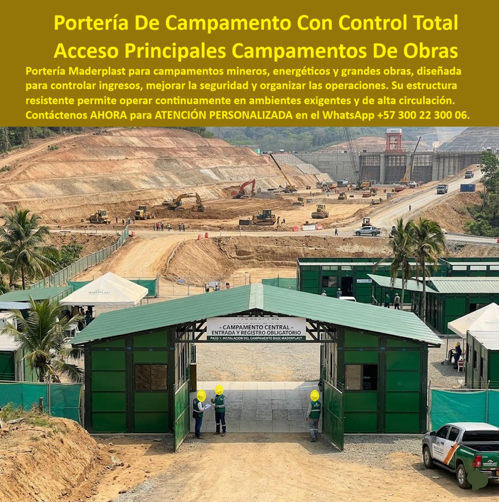 Porterias De Campamentos Portería Control Acceso Maderplast Centro De Control Perimetral Supervisión Permanente Exterior Portería Modular Para Campamentos Control Total De Acceso Caseta Acceso Campamento Minería Resistente Clima Sol