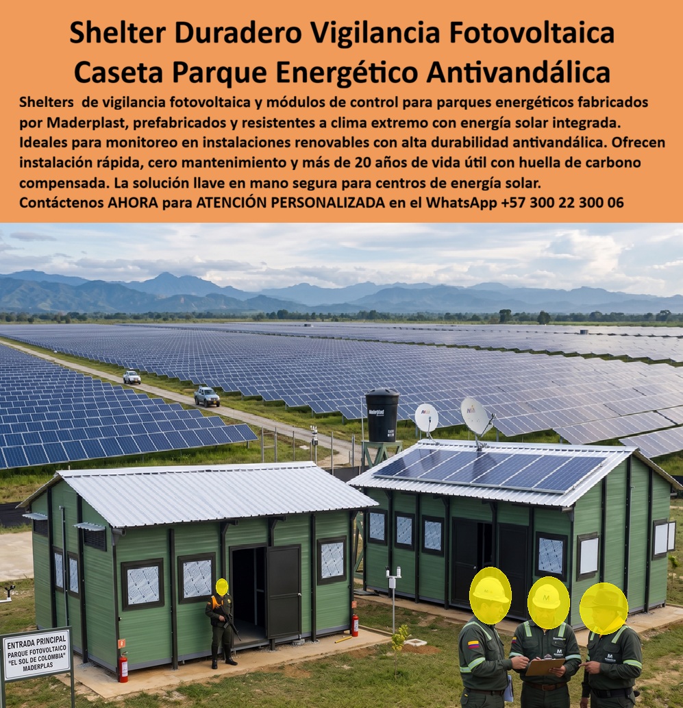 Shelter De Vigilancia Fotovoltaica Módulo De Vigilancia Maderplast Caseta Centinela Parque Energético Prefabricada Durable Antivandalismo Centro De Vigilancia Solar Resistente Clima Extremo Exterior Garita Vigilancia Parque Solar aa